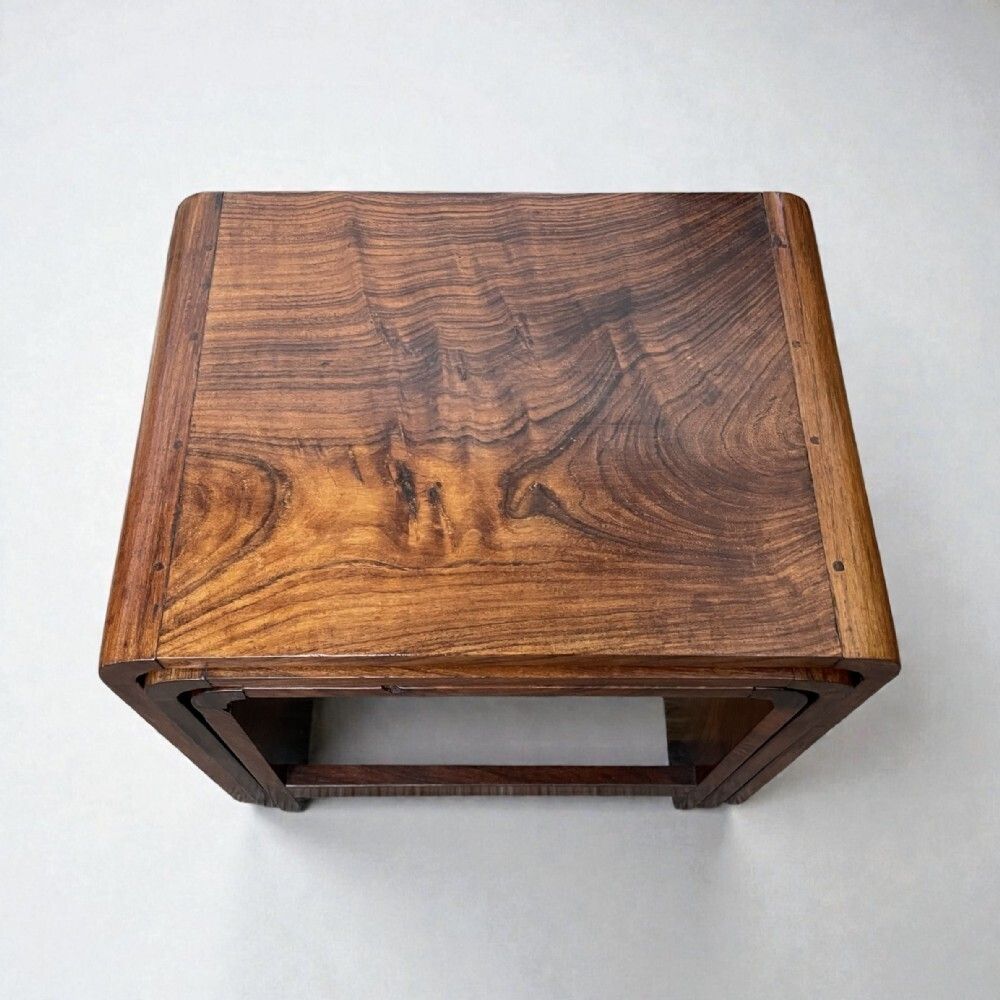 Art Deco Nest Of Three Tables In Indian Rosewood photo furniture