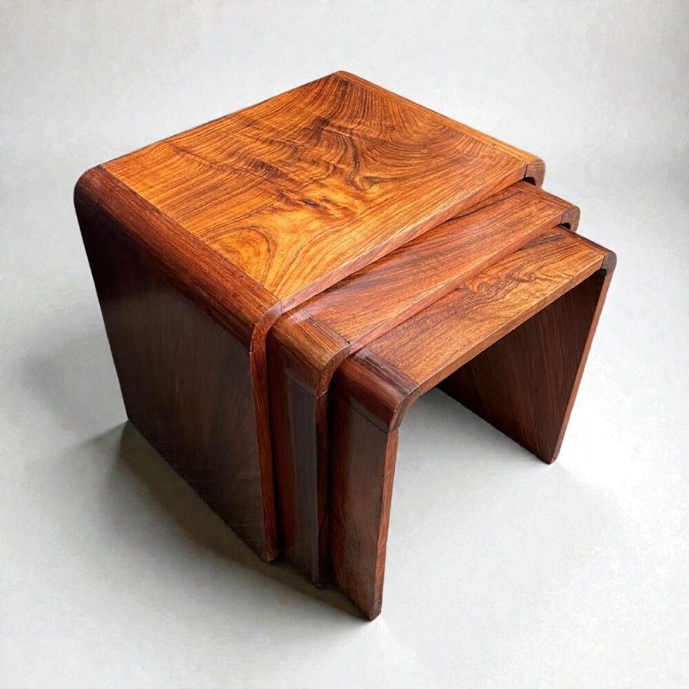Art Deco Nest Of Three Tables In Indian Rosewood photo for sale