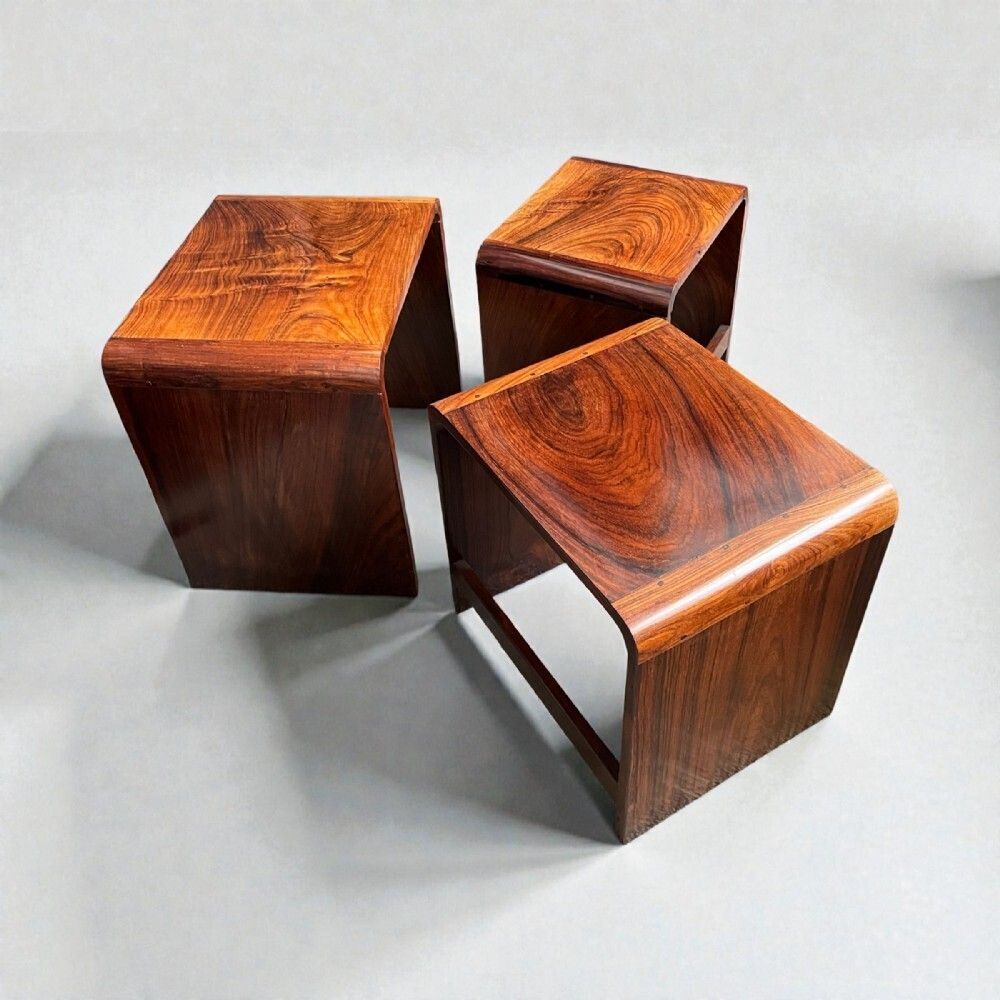 photo vinterior Art Deco Nest Of Three Tables In Indian Rosewood