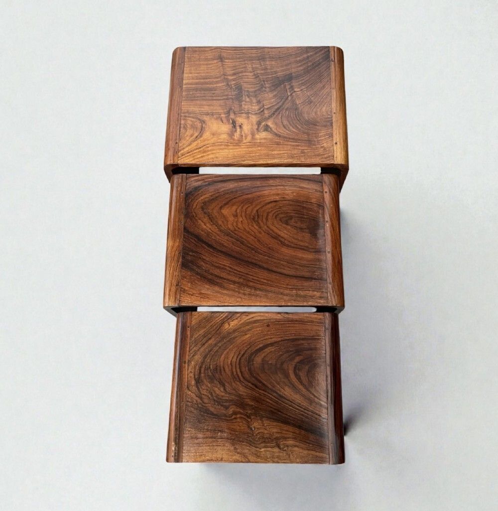 photo buy Art Deco Nest Of Three Tables In Indian Rosewood