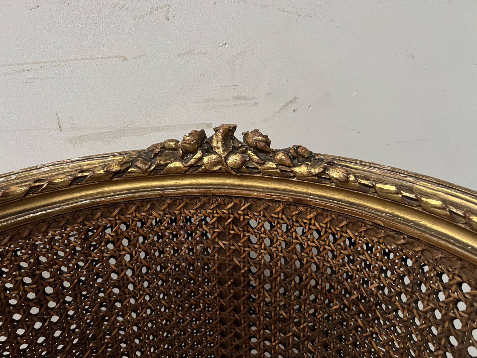 photo furniture Louis XVI Style Armchair In Wood And Gilded Stucco, 20th Century.