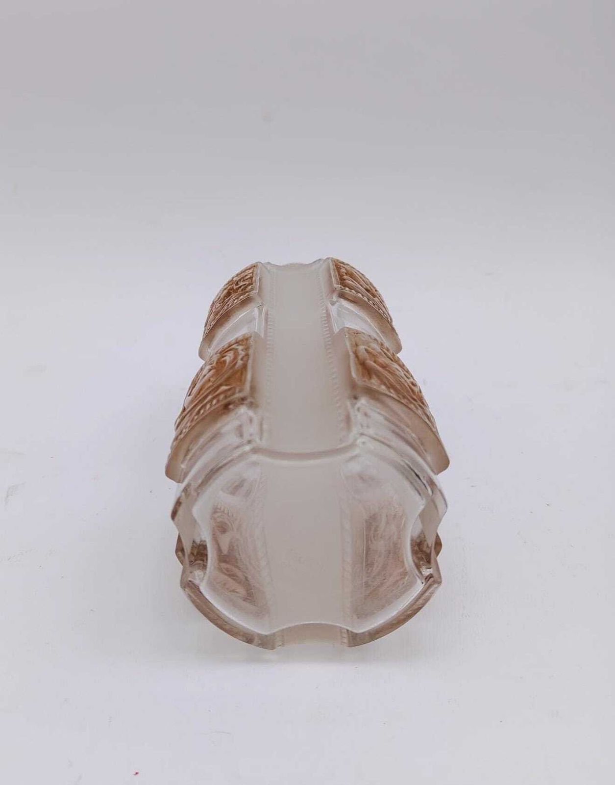 Helene Lalique Perfume Bottle, Vintage 1940s Glass Bottle, 633 Sepia Staining photo vintage