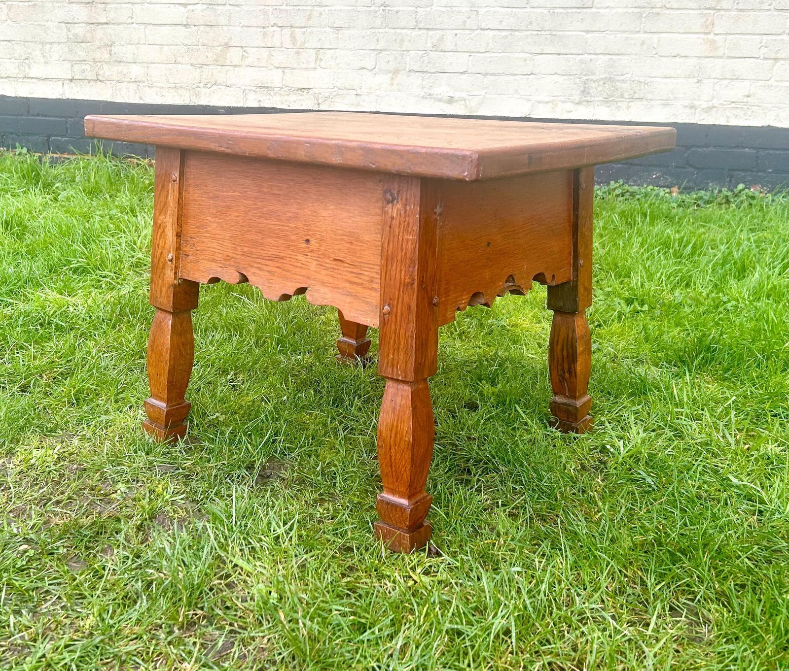 Arts And Crafts Style Oak Antique Low Coffee Table Vintage Wooden Occasional Wine Hall Desk Side photo furniture