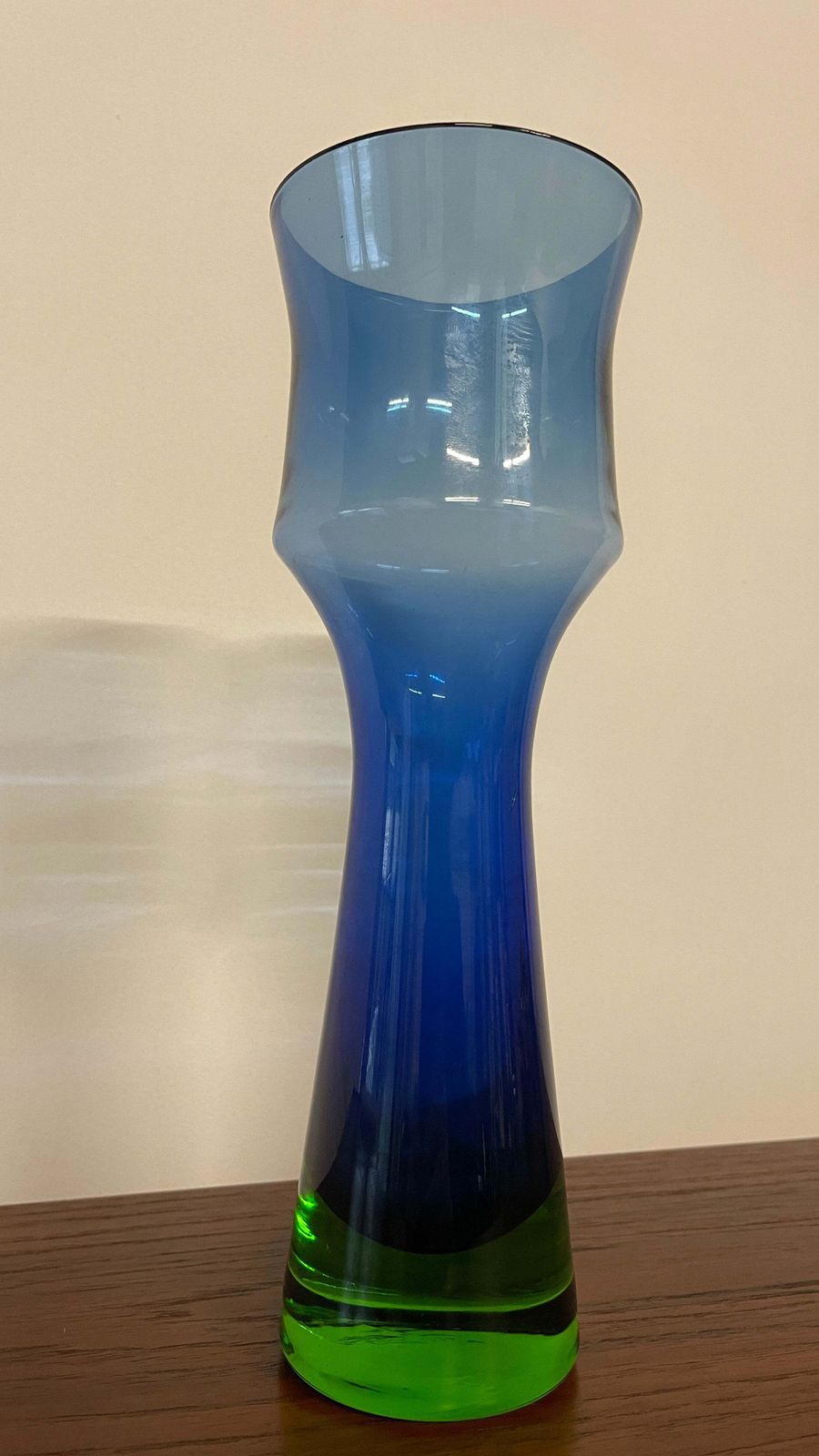 Mid Century Swedish Blue & Green Glass Vase By Bo Borgström For åseda Glasbruk, 1960s photo Home Decor