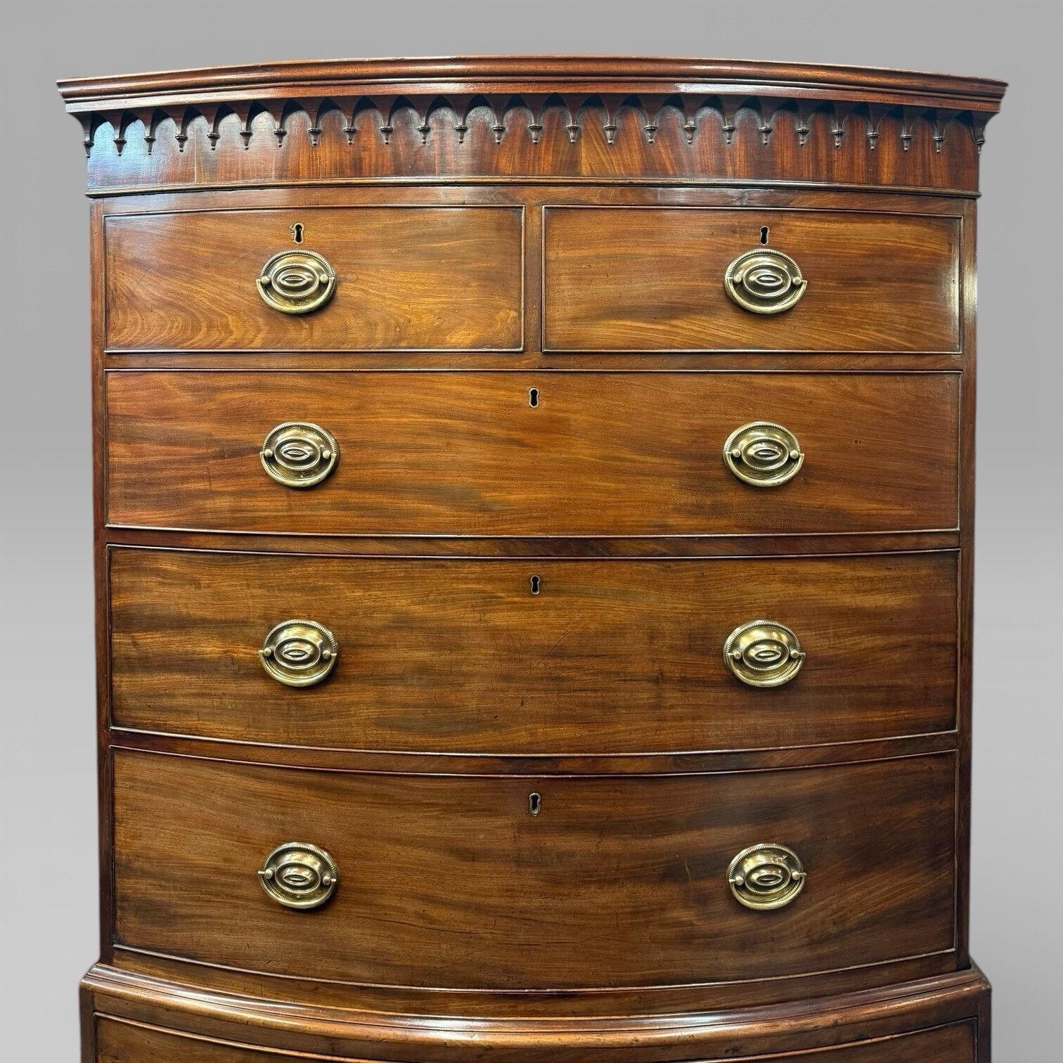 Antique Georgian George III Mahogany Bow Front Chest On Chest photo Furniture
