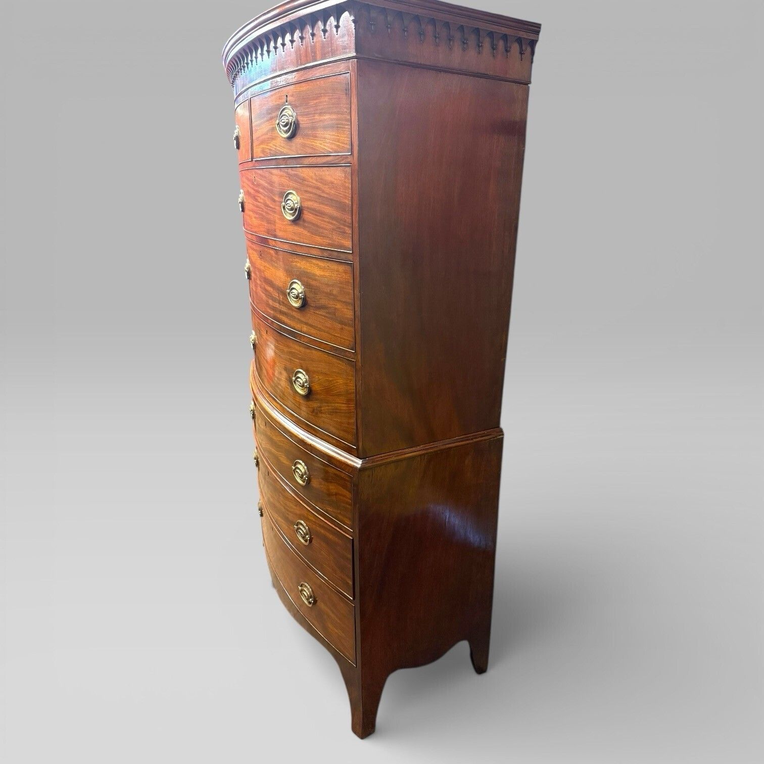 Antique Georgian George III Mahogany Bow Front Chest On Chest photo buy