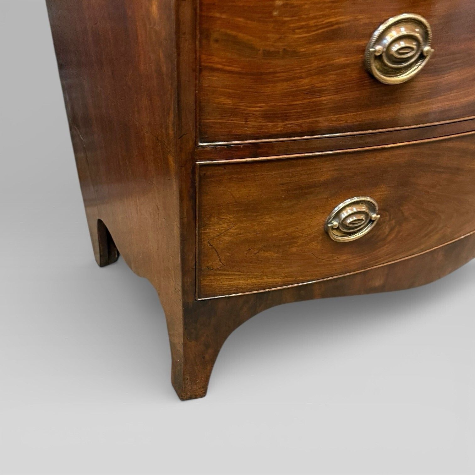 photo furniture Antique Georgian George III Mahogany Bow Front Chest On Chest