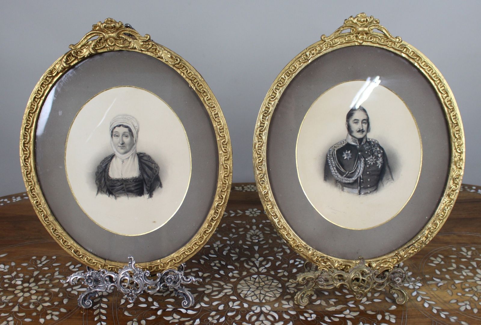 Pair Of Mid 19th Century Portrait Drawings – Sir Hugh Halkett And Wife, Signed C. Reimann, 1846