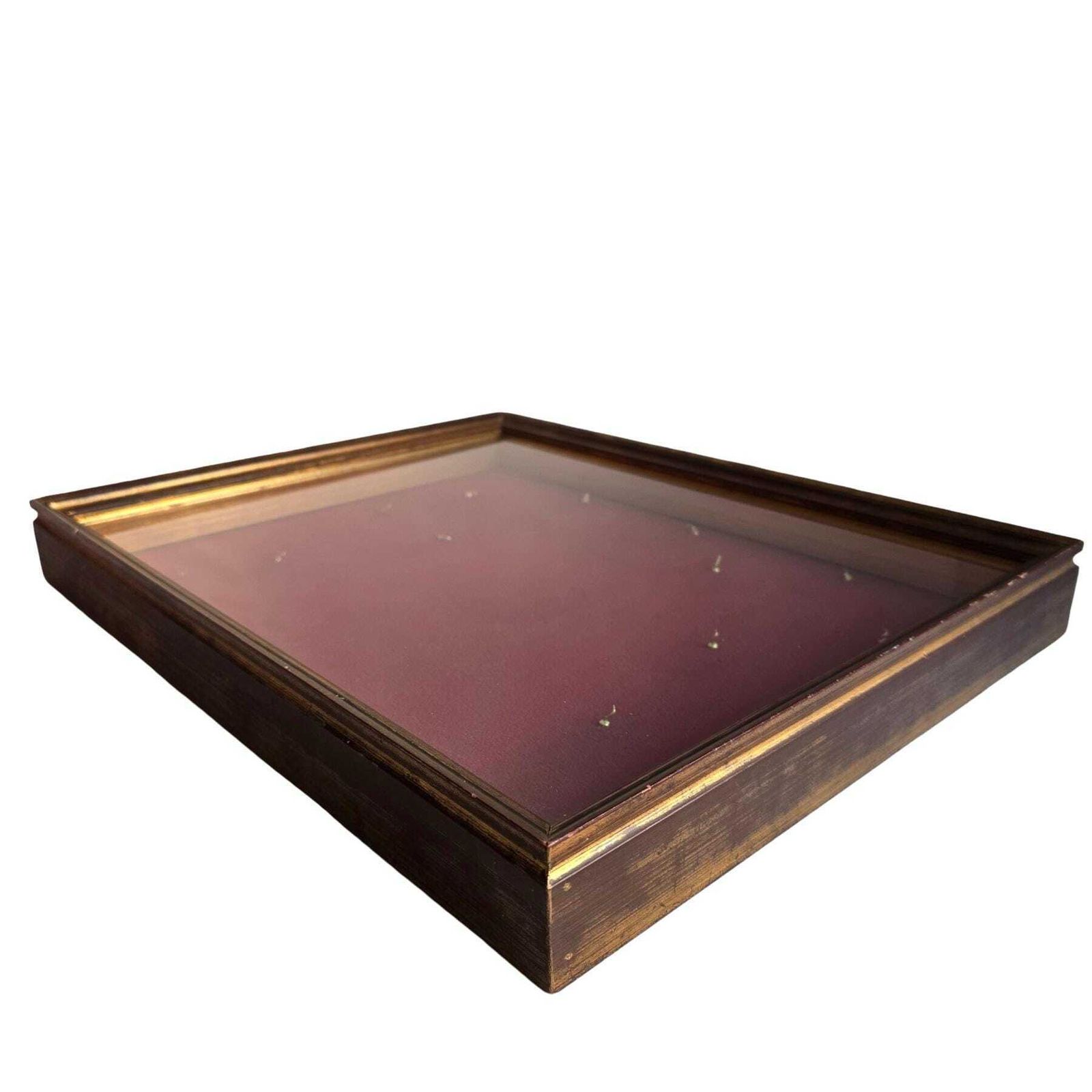 Vintage Houten Medaillekast Met Opening Aan De Achterzijde, Rode Fluwelen Bekleding En 11 Haken photo furniture