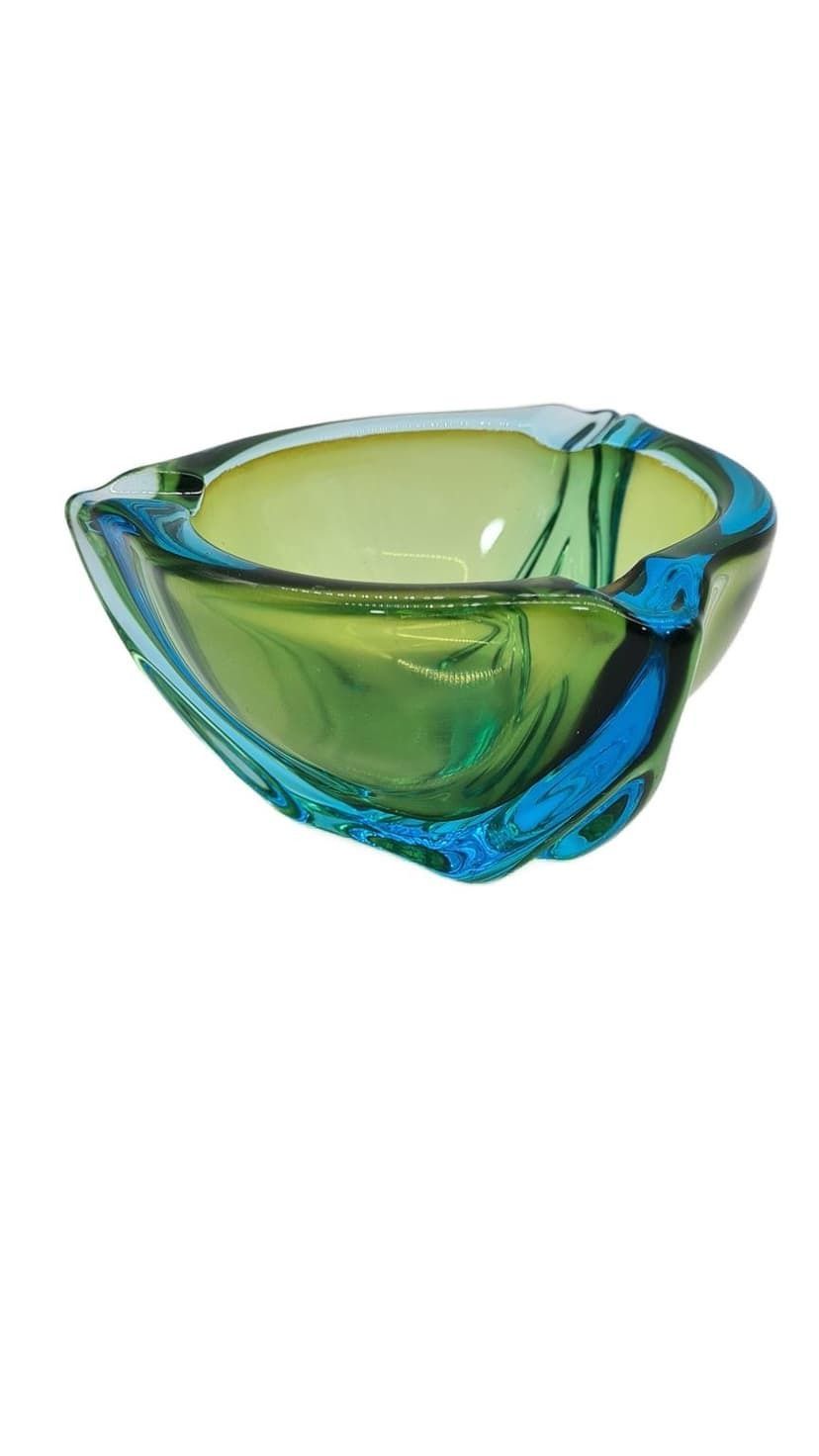 Murano Ashtray, Green Blue, Glass, Italy, 1970s.