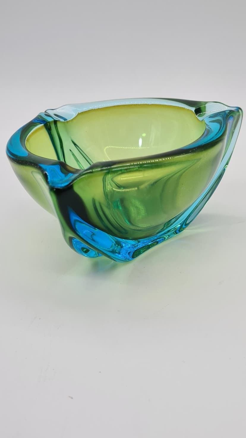 Murano Ashtray, Green Blue, Glass, Italy, 1970s. photo 66.0
