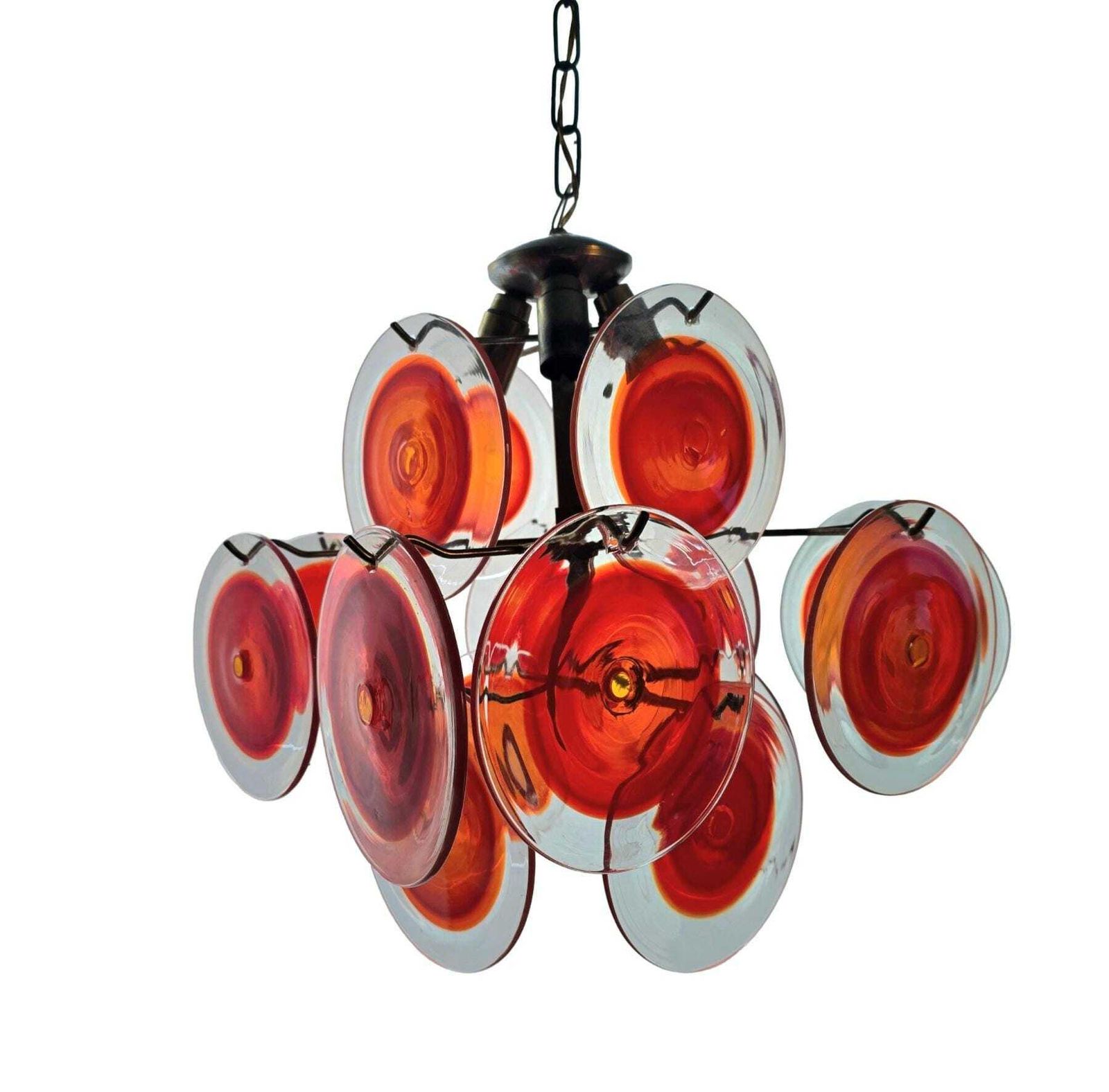 photo for sale Vintage Mid Century Modern Murano Glazen Kroonluchter Ontworpen Door Gino Vistosi In De Jaren 1960.