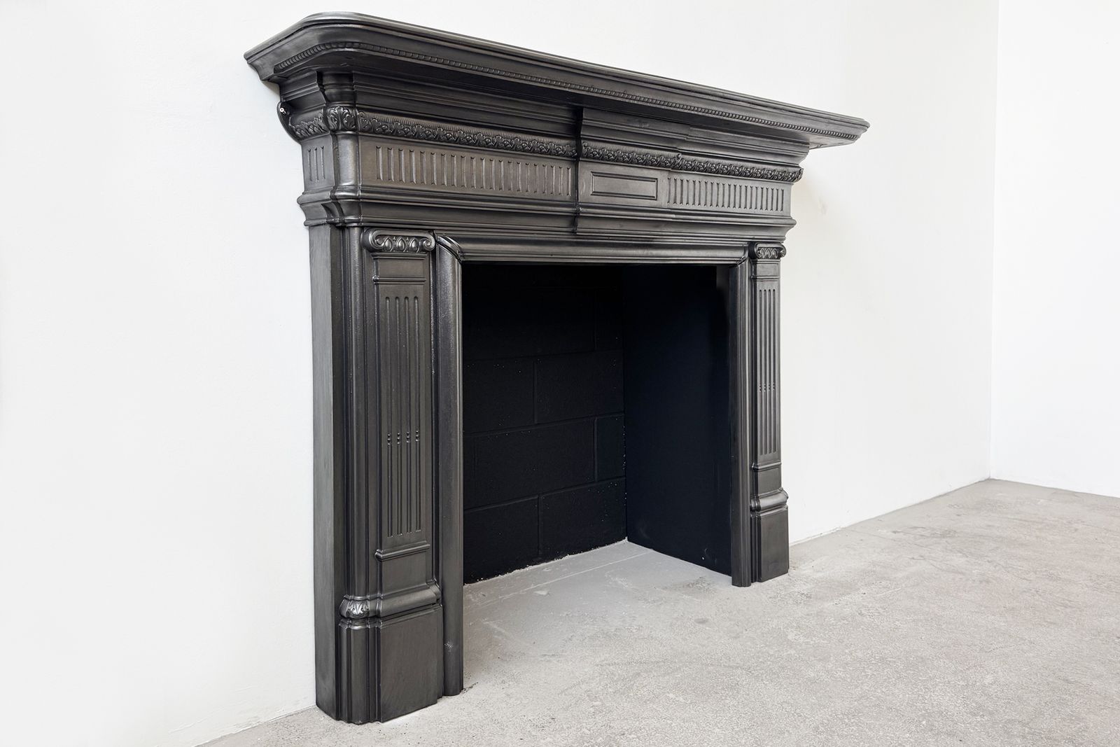 Large Antique Late Victorian Cast Iron Fireplace Surround photo for sale
