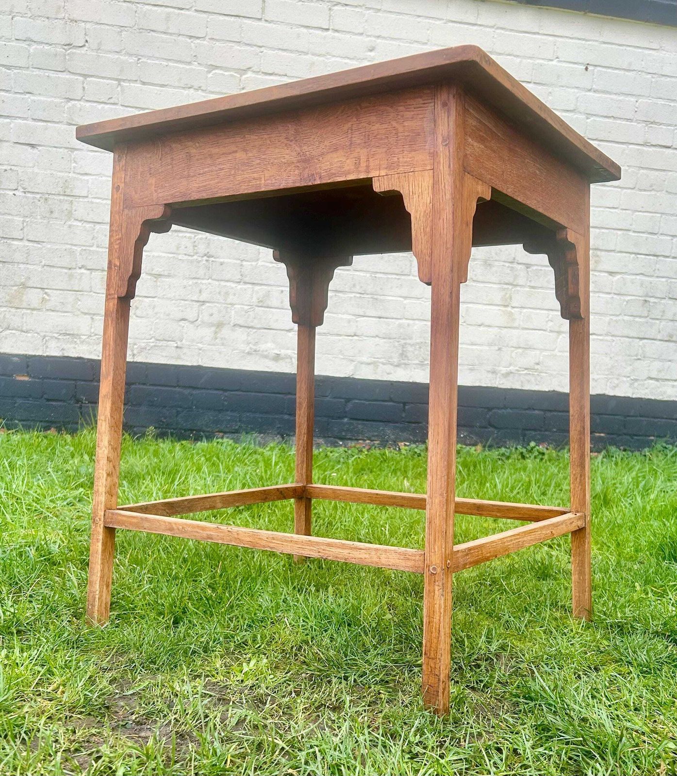 Edwardian Oak Antique Side Table Vintage Wooden Arts And Crafts Hall Desk Industrial Occasional Coffee Wine