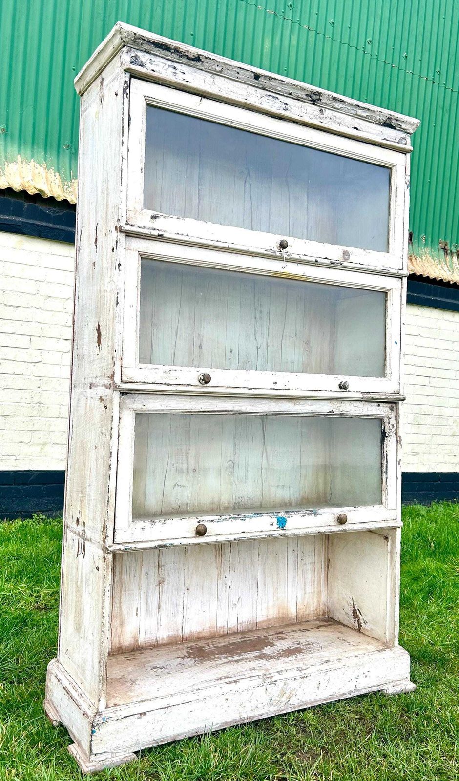 Wooden Four Tier Antique Bookcase Cabinet Chest Of Drawer Desk Globe Wernicke Industrial Vintage Haberdashery Library Barristers Solicitors