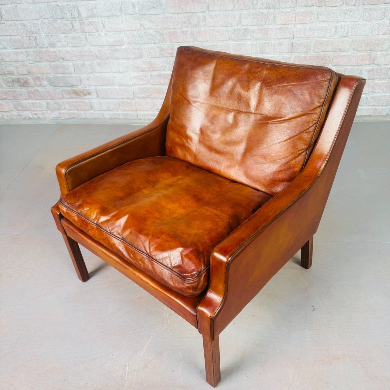 Vintage Danish 1970s Thams Kvalitet Tan Leather Chair #A830 photo Furniture