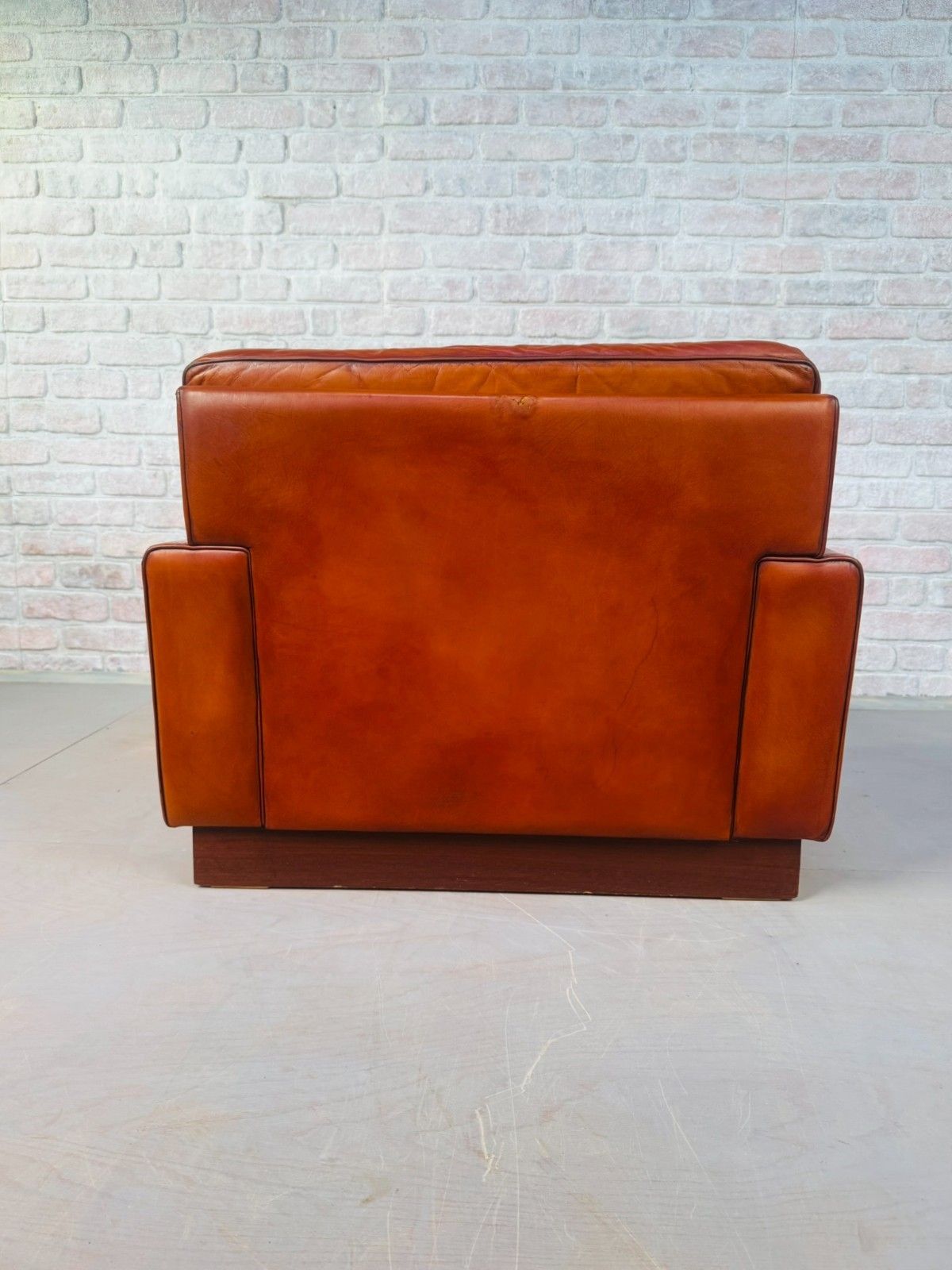 1970s Swedish Lounge Tan Leather Chair By Nelo #A835 photo vintage