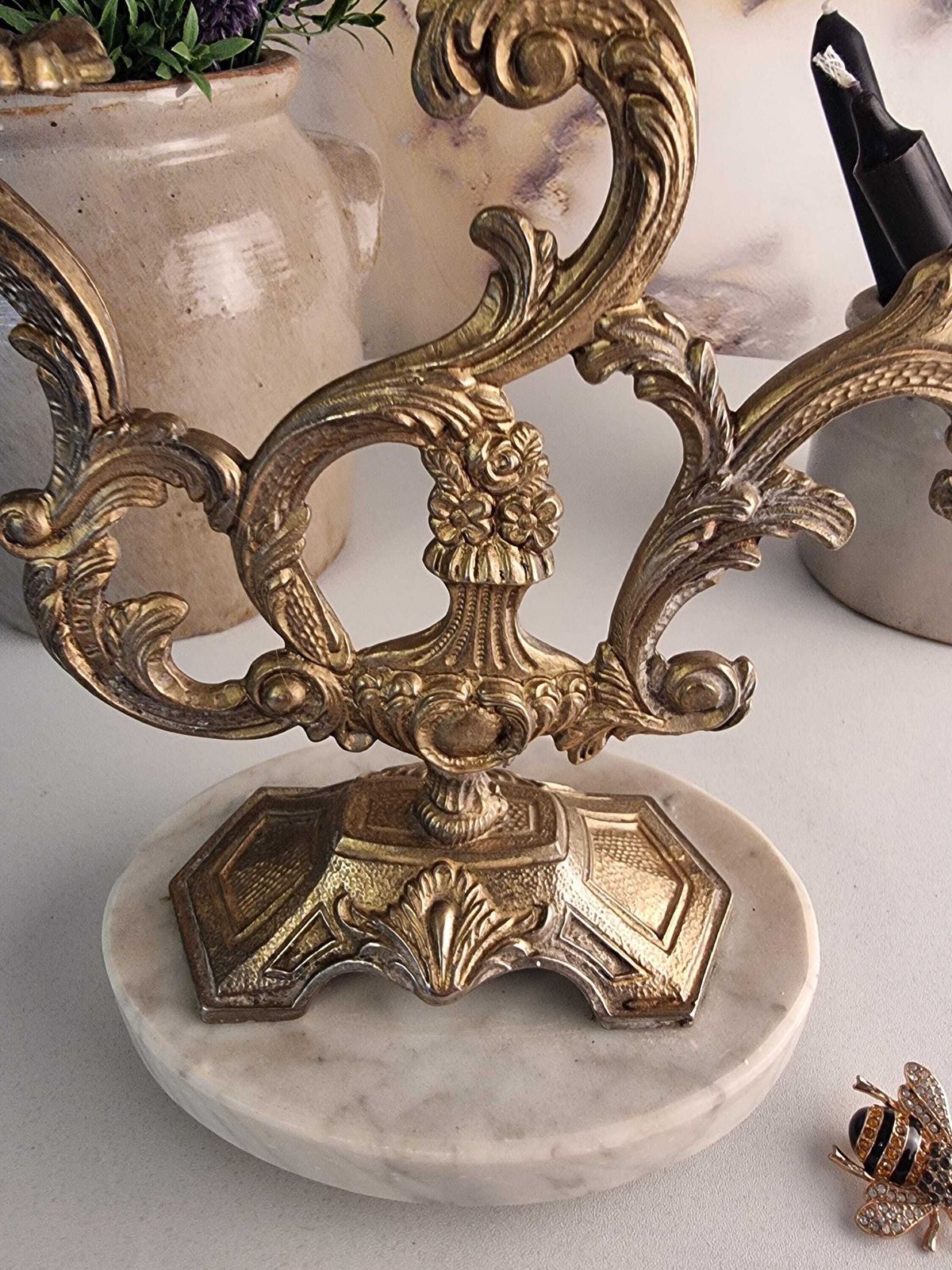 Vintage Franse Kandelaar | Driearmige Kandelaar | Vintage Bronzen Kandelaar photo 164.0