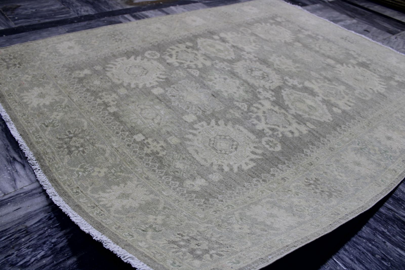 5x6 Vintage Oushak Turkish Hand Knotted Wool Rug photo for sale