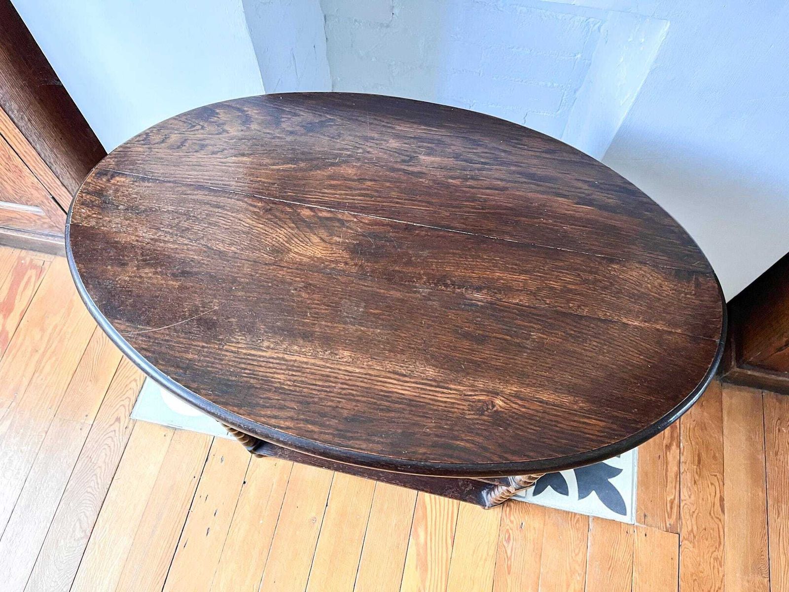 French Antique Oval Bobbin Etagere / Side Table photo 475.0