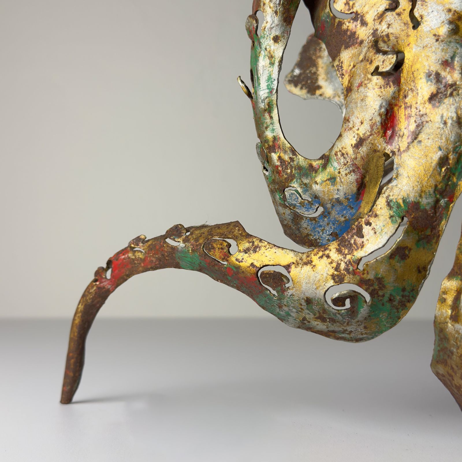 Original Metal Brutalist Wall Lamp Octopus By Salvino Marsura, Italy 1980s photo Lighting