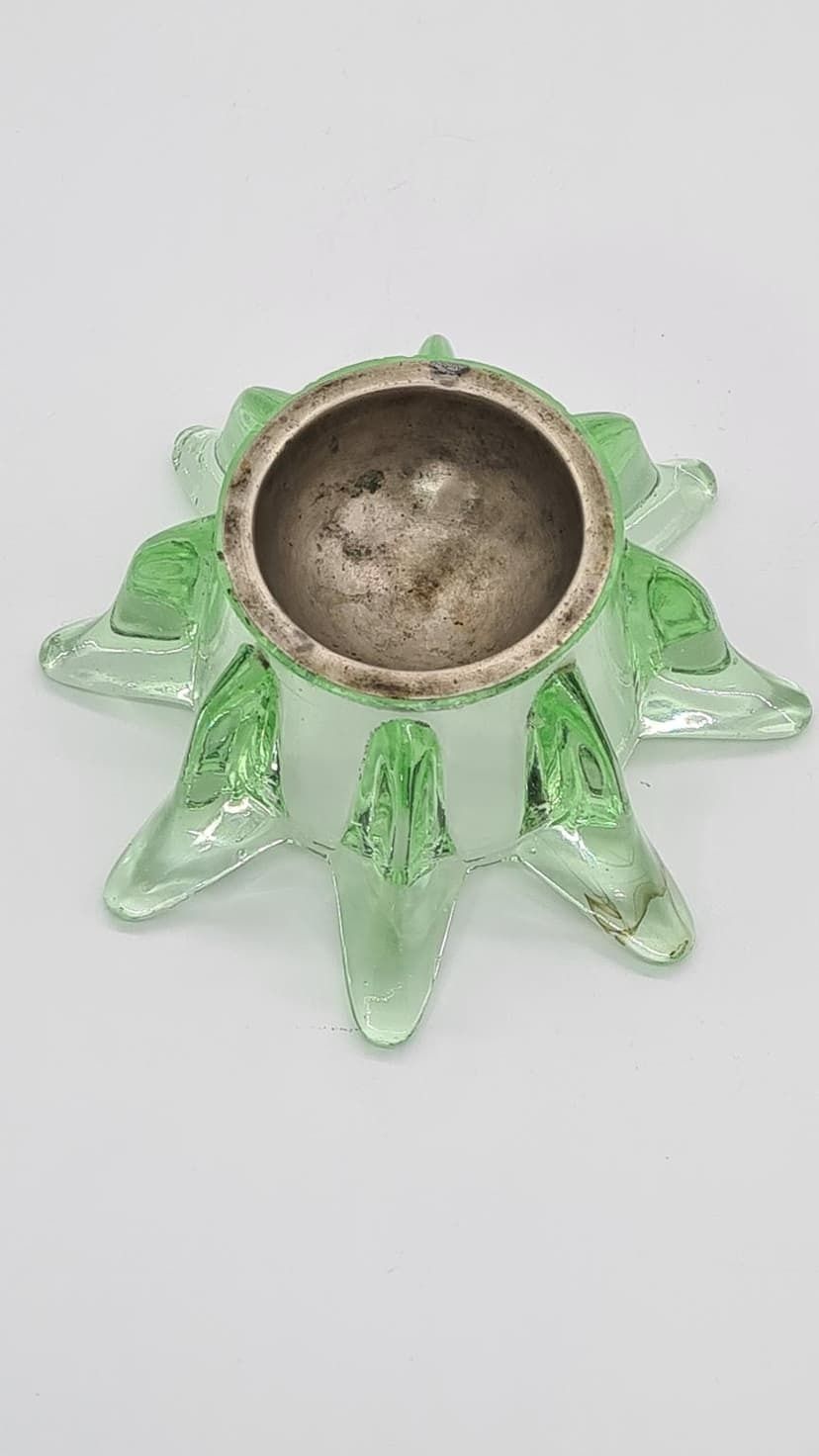 photo furniture Ashtray, Green Glass, Metal, Czechoslovakia, 1960s.