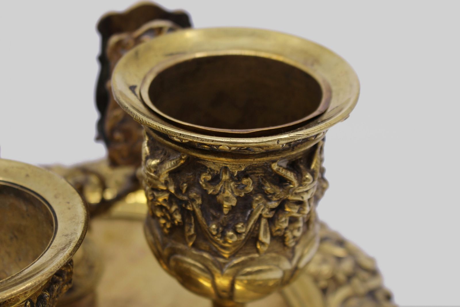 photo furniture 19th C. English Brass Inkwell & Writing Desk Set C.1880