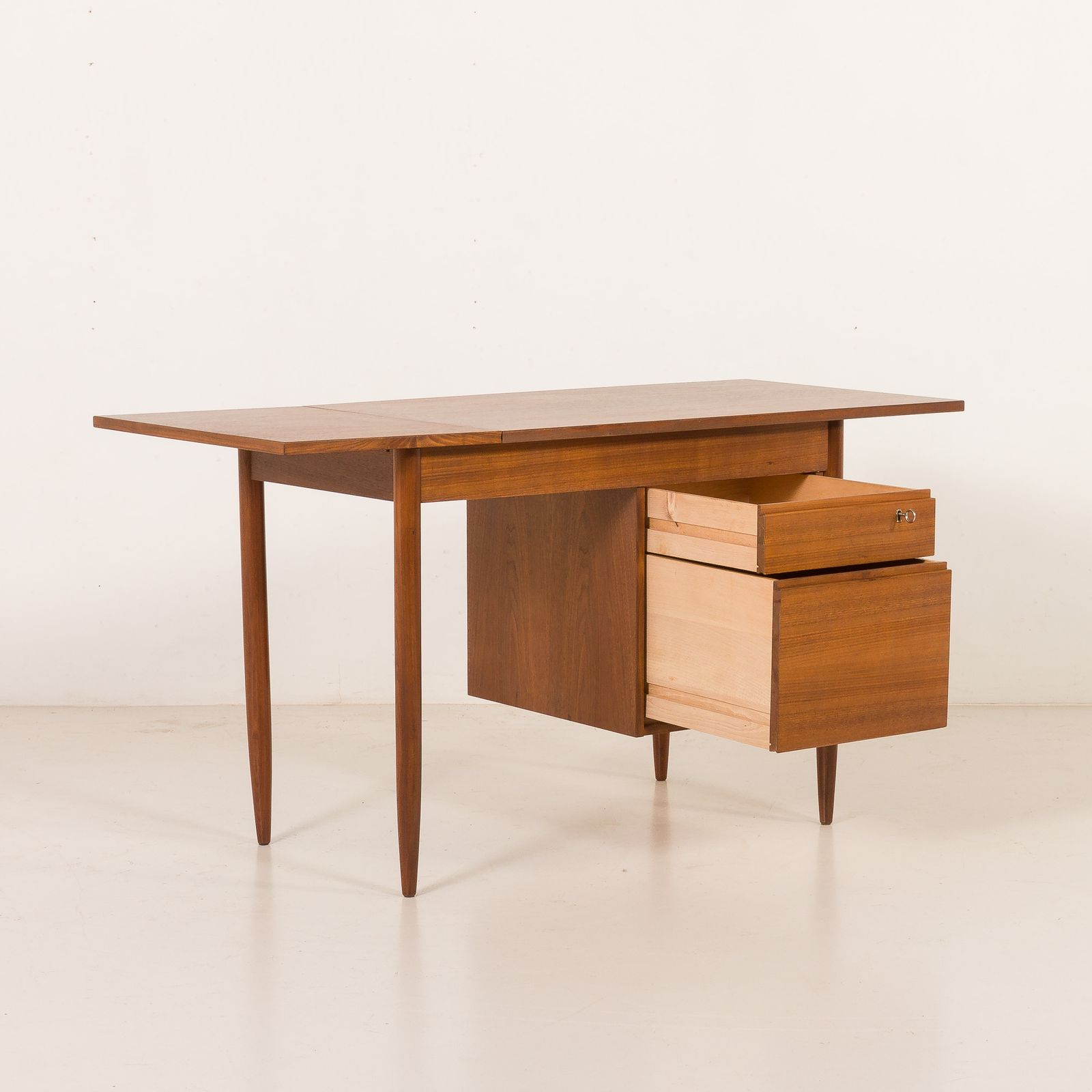 Furniture Scandinavian Mid Century Teak Desk With Extension By Austvoll Møbelfabrikk, Norway 1960s photo