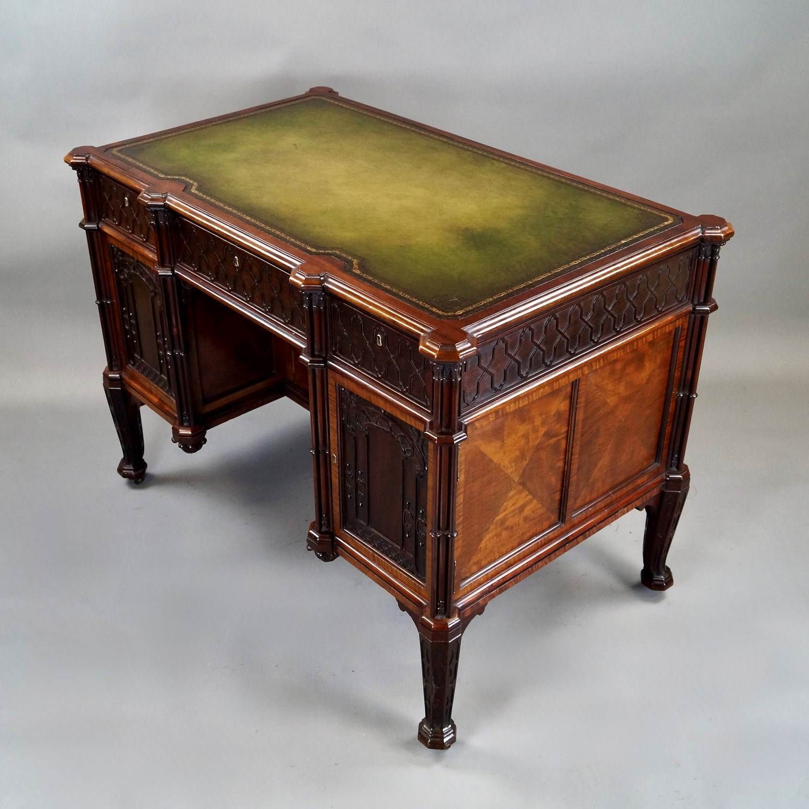 A Superb Chippendale Design Mahogany Gothic Revival Desk photo furniture