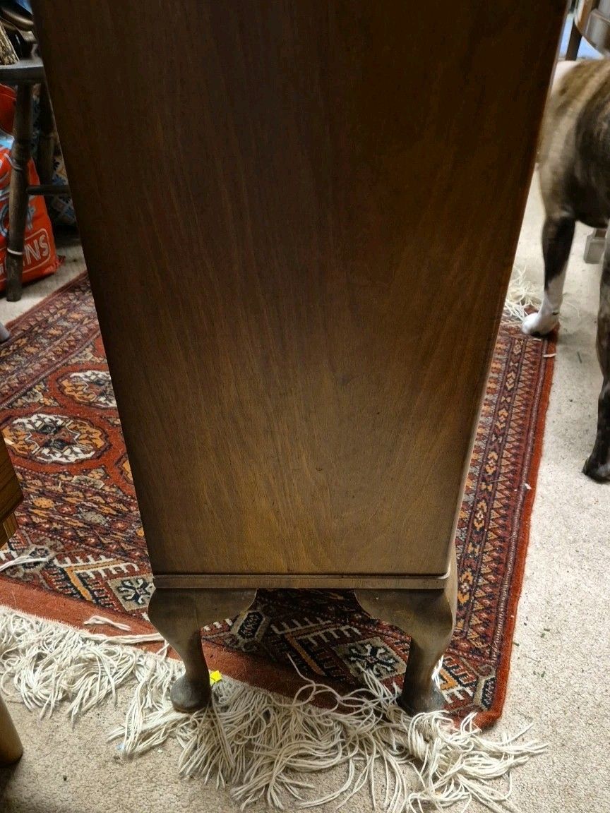 Furniture Beautiful 2 Door Antique Display Cabinet With Key, On Cabrio Legs photo