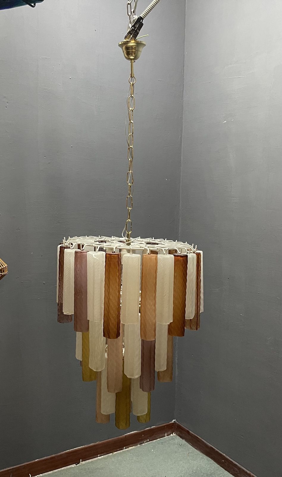 Large Multicolored Murano Glass Tube Chandelier, 1980s photo buy