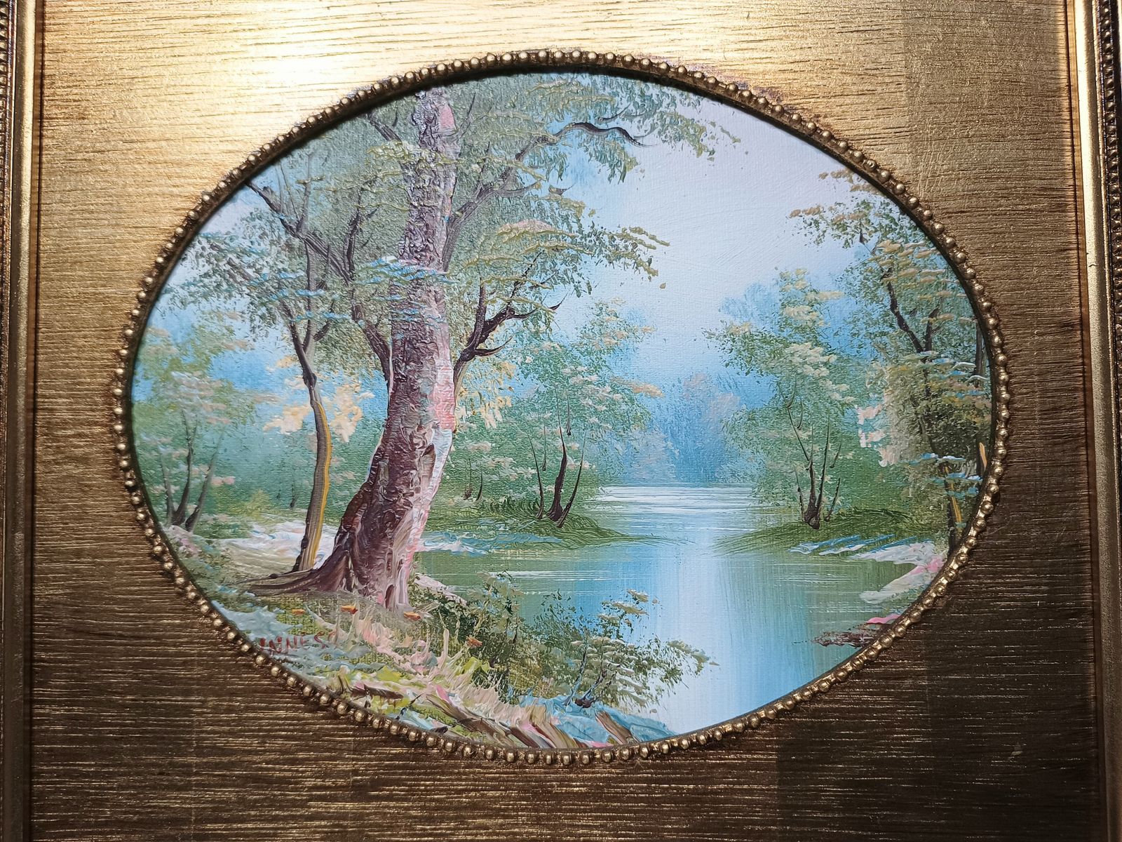 Decorative Oil Paintings Forest Summer And Winter Snow Scene Framed Gold Gilded Frame. photo 110.0