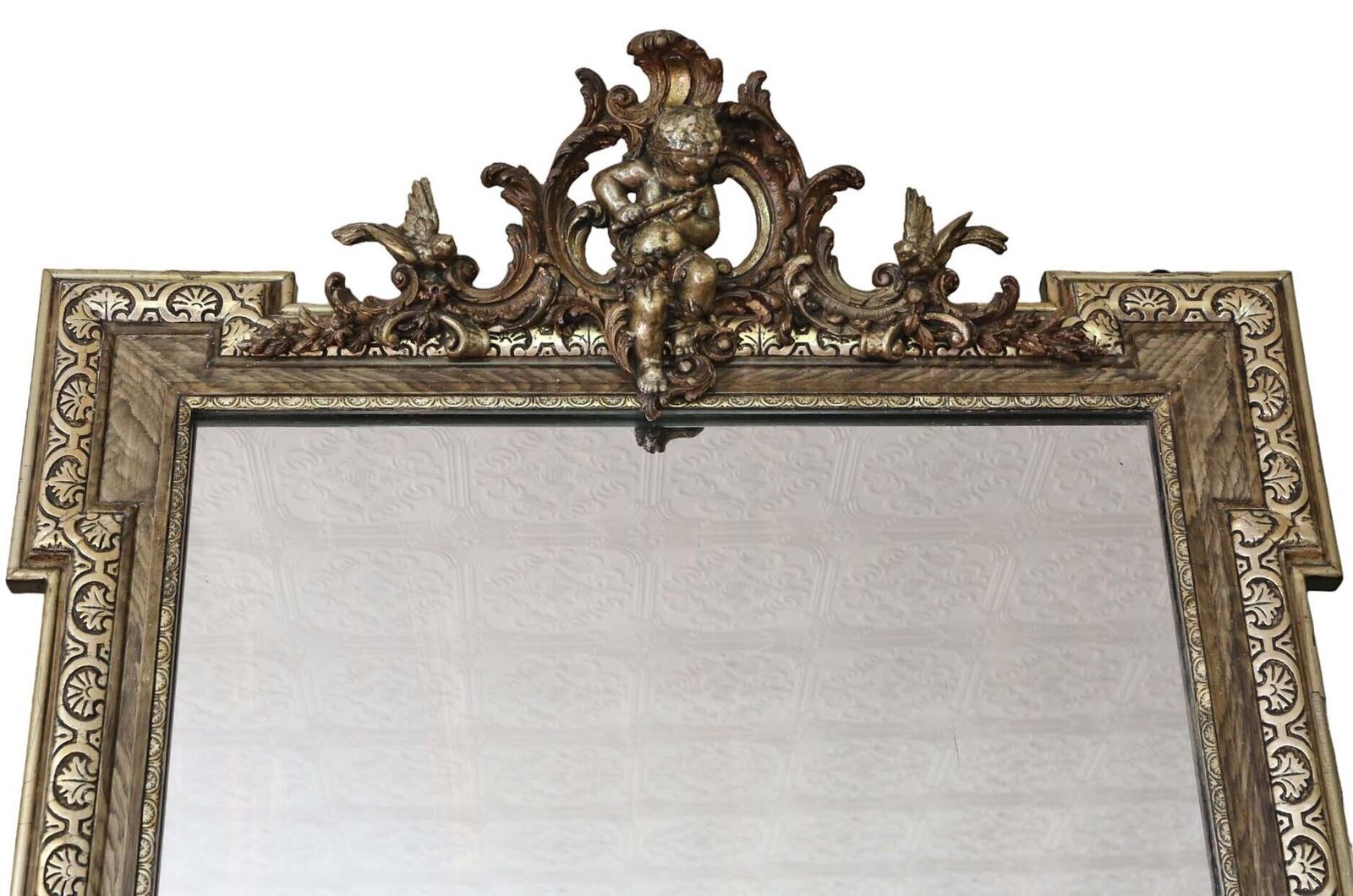 Antique Large C.1900 Gilt Overmantle Wall Mirror – High Quality Ornate Design photo for sale