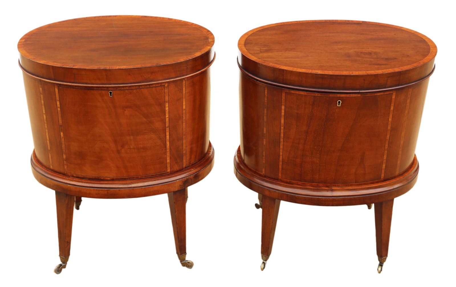 Antique 19th Century Georgian Revival Pair Of Inlaid Mahogany Cellarettes   Cupboards Cabinets photo Furniture