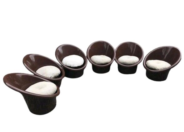 Skopa Armchairs By Ole Gjerlov Knudsen & Torben Lind By Orth Plast / Ikea, 70s / Set Of 6