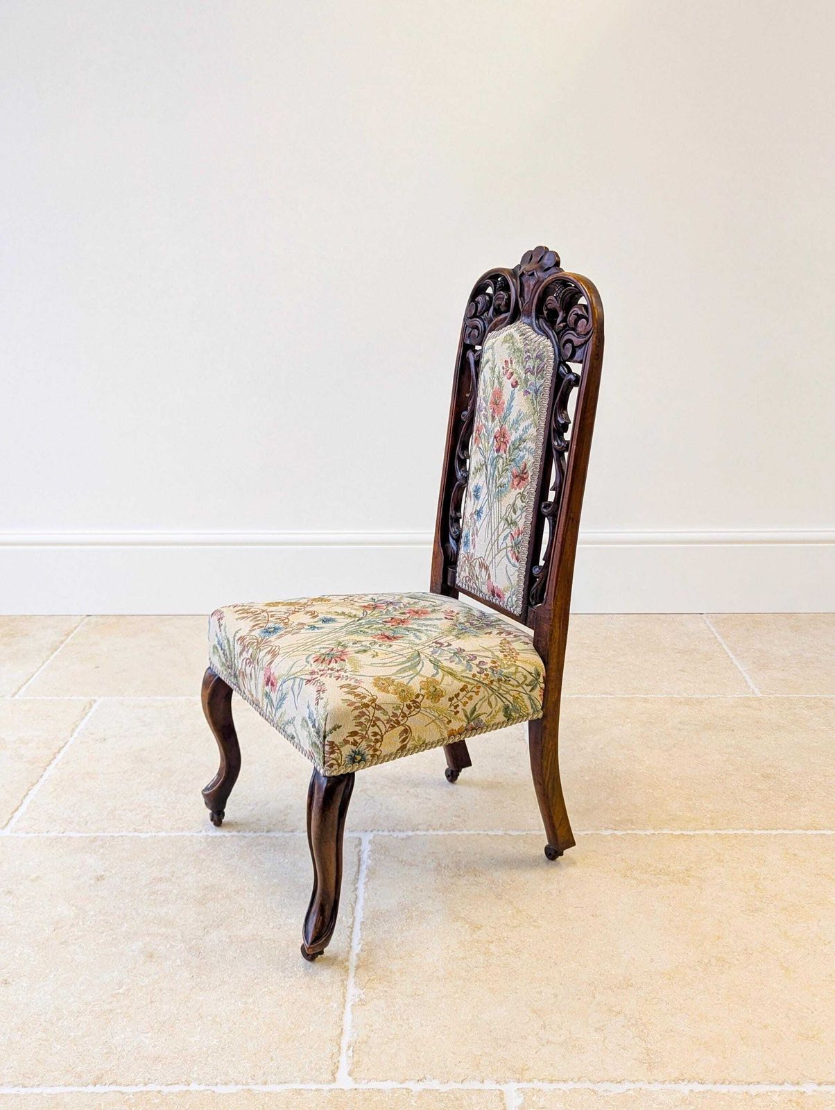 Antique Victorian Walnut Upholstered Side Chair C.1880 photo Furniture