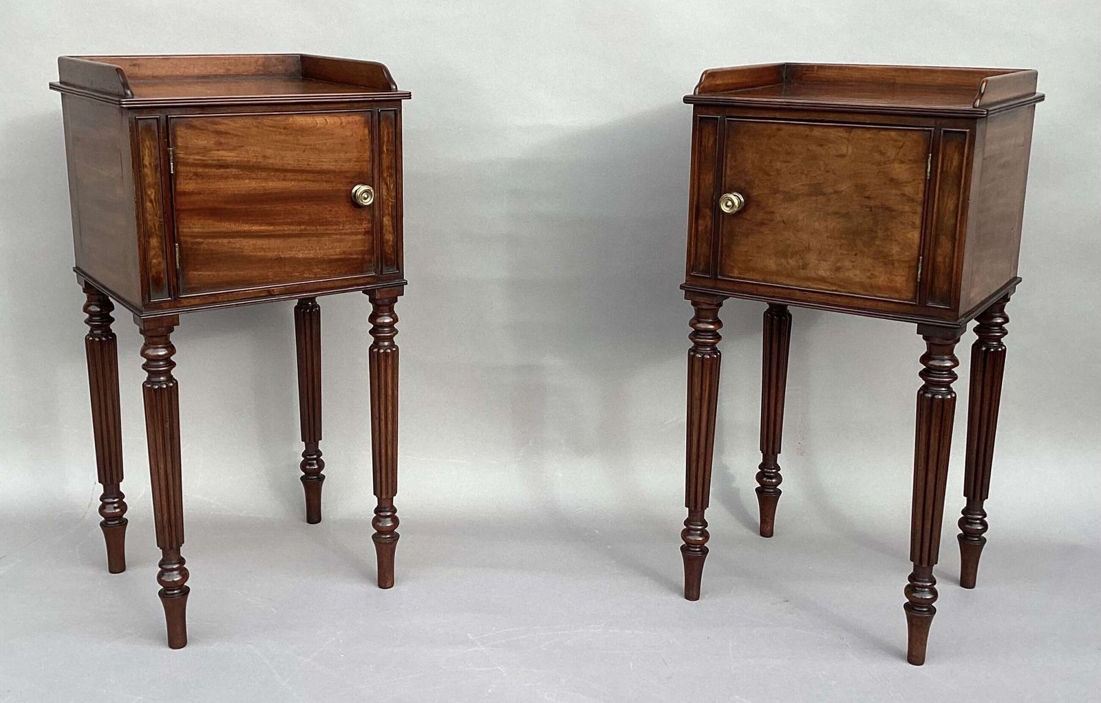 Good Regency Gillows Matched Pair Of Mahogany Bedside Cabinets / Cupboards photo furniture