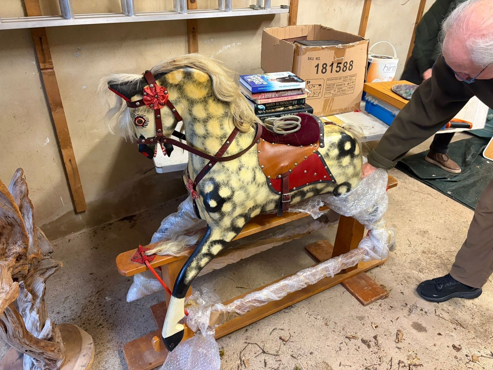 Mid 20th Century English Dapple Grey Rocking Horse