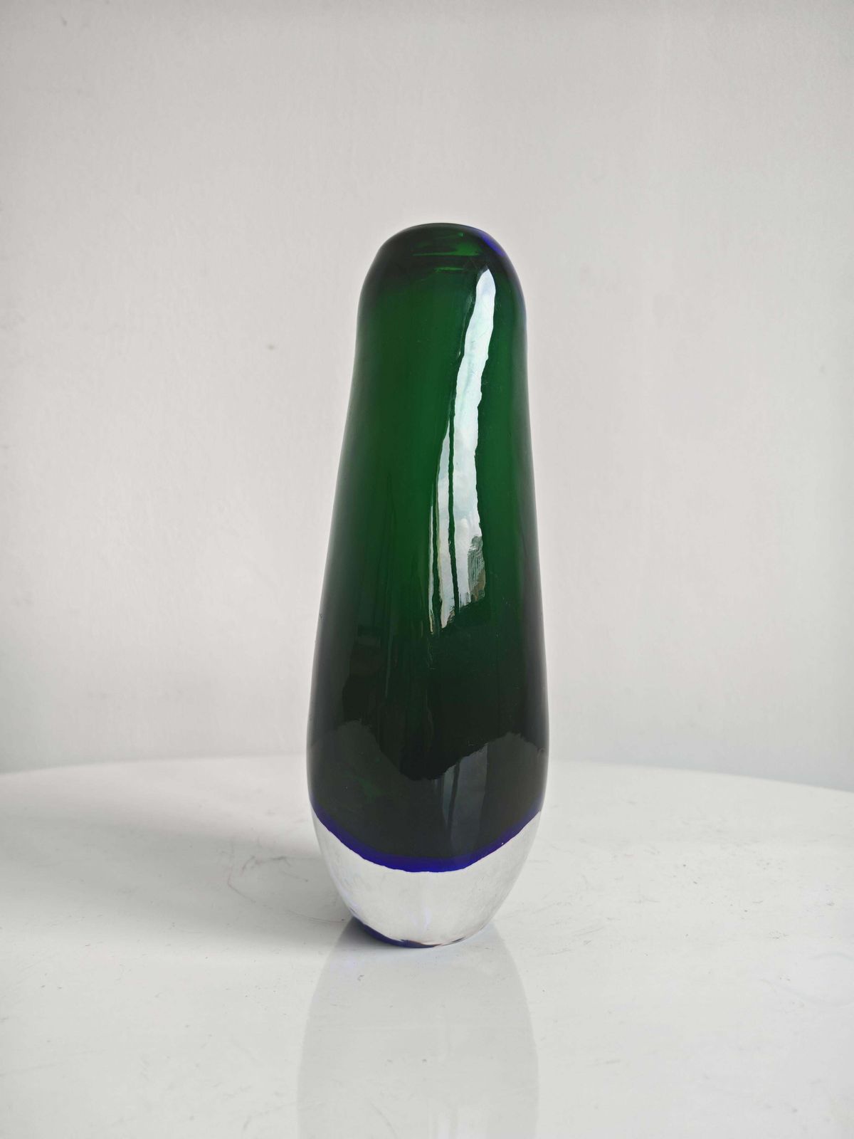 Mid Century Modern Cobalt Blue And Green Murano Glass Vase By Sommerso, 1970s photo buy