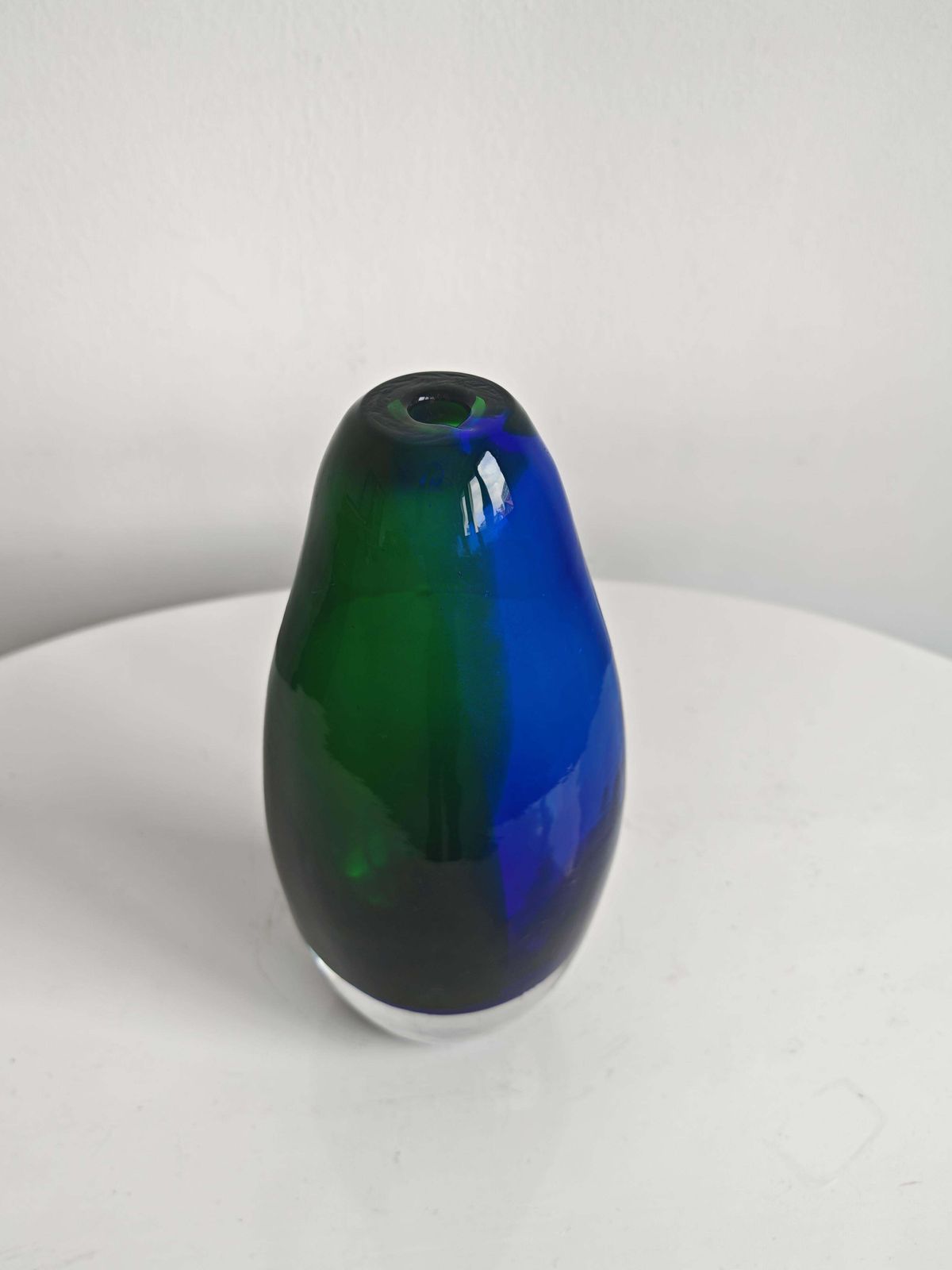 photo for sale Mid Century Modern Cobalt Blue And Green Murano Glass Vase By Sommerso, 1970s
