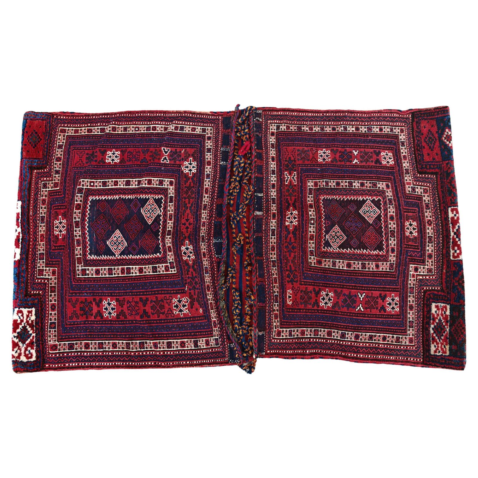 Antique Bakhtiari Saddle Bag For Camel In Natural Dyed Wool, West Asia 1920s