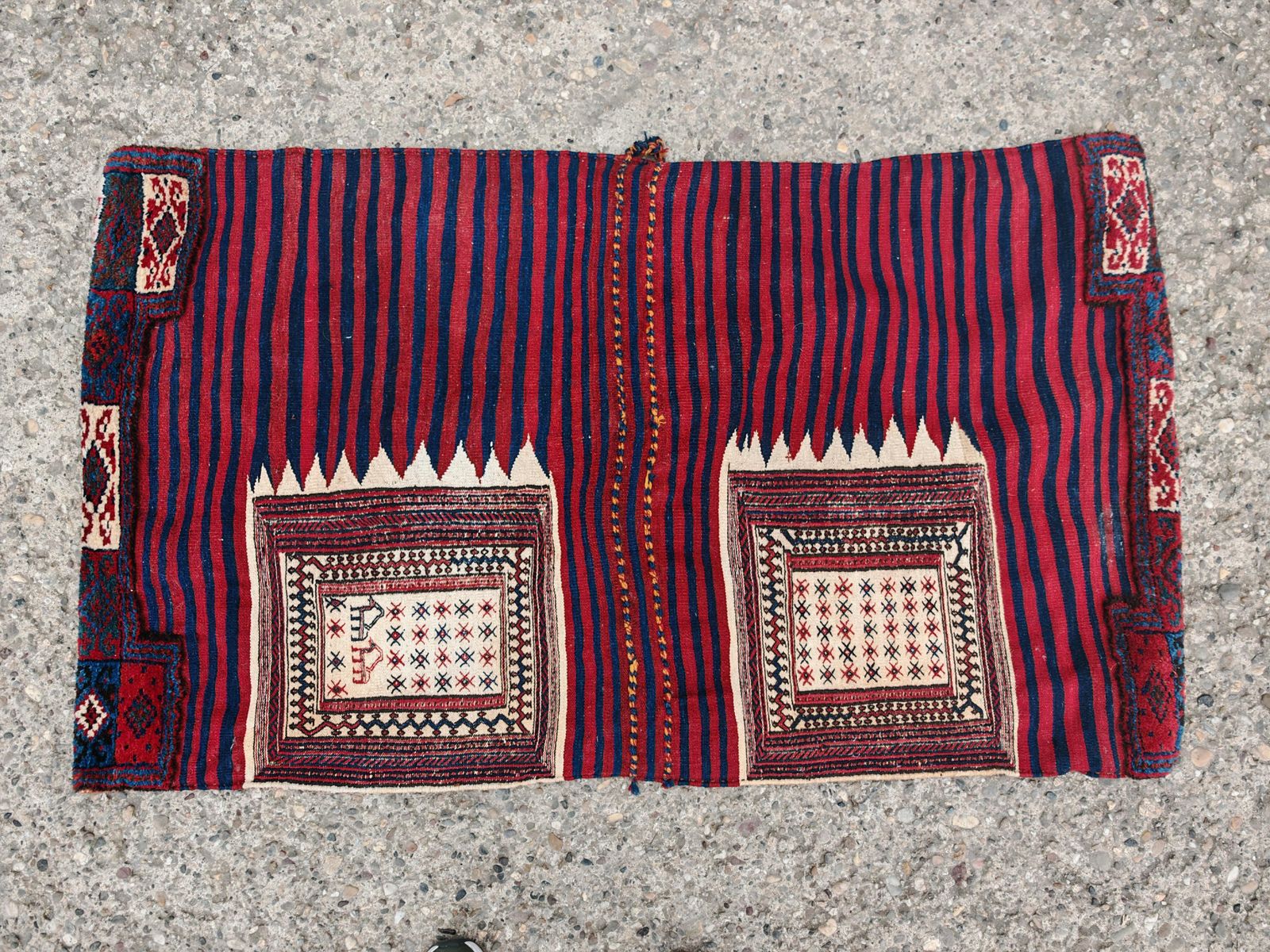 Antique Bakhtiari Saddle Bag For Camel In Natural Dyed Wool, West Asia 1920s photo vintage