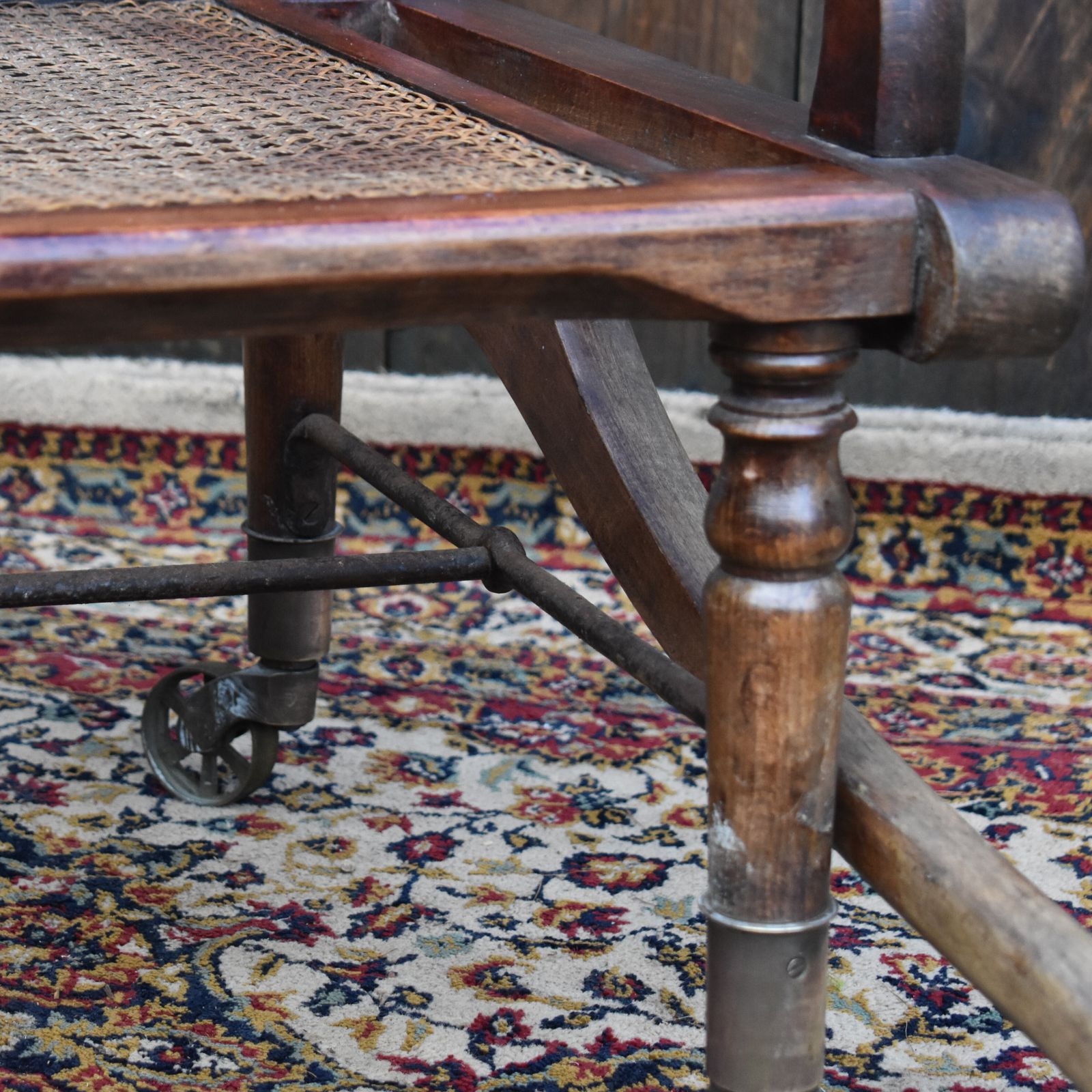 Antique Victorian Walnut Carters Style Invaild Carry Campaign Bergère Cane Chair photo Furniture