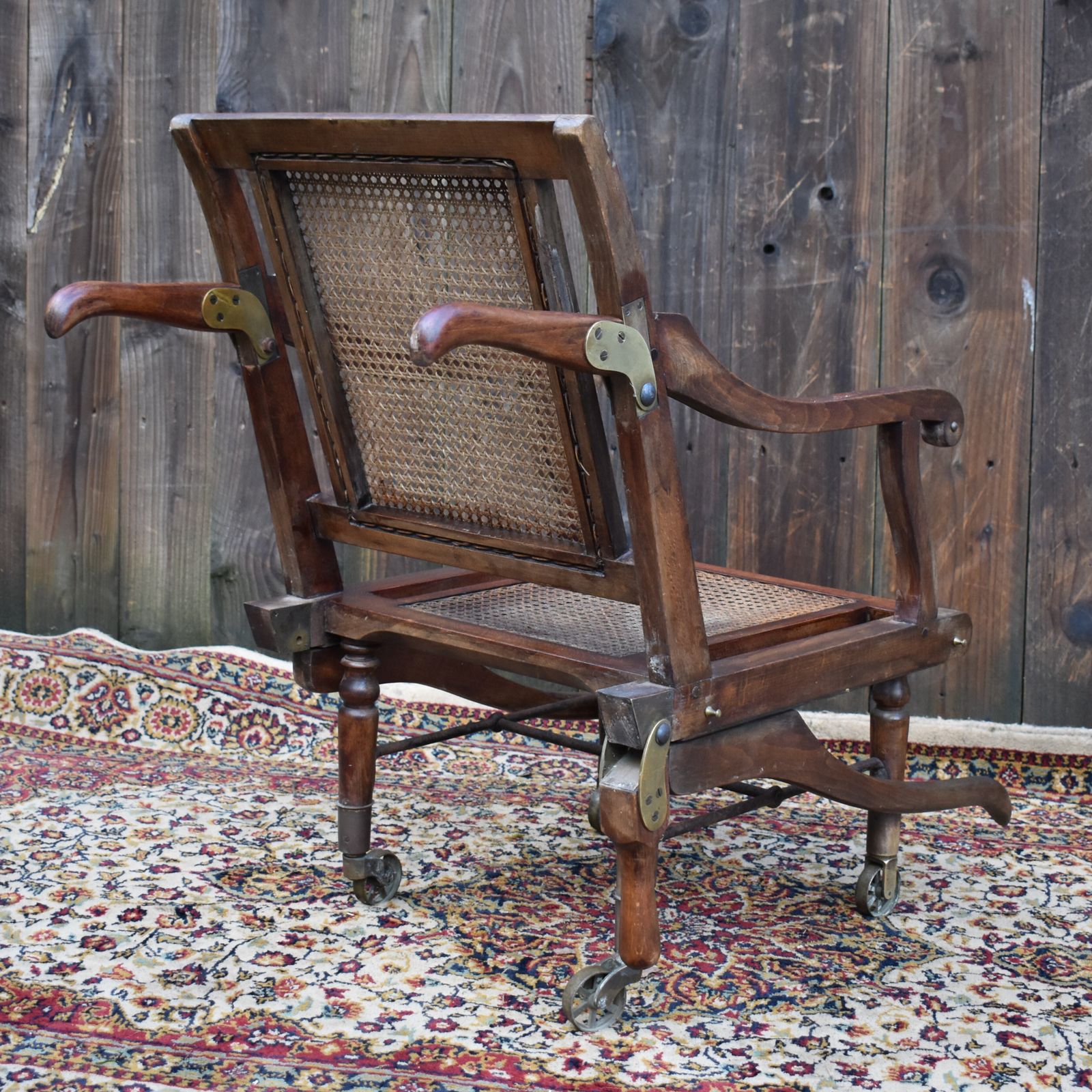 photo furniture Antique Victorian Walnut Carters Style Invaild Carry Campaign Bergère Cane Chair