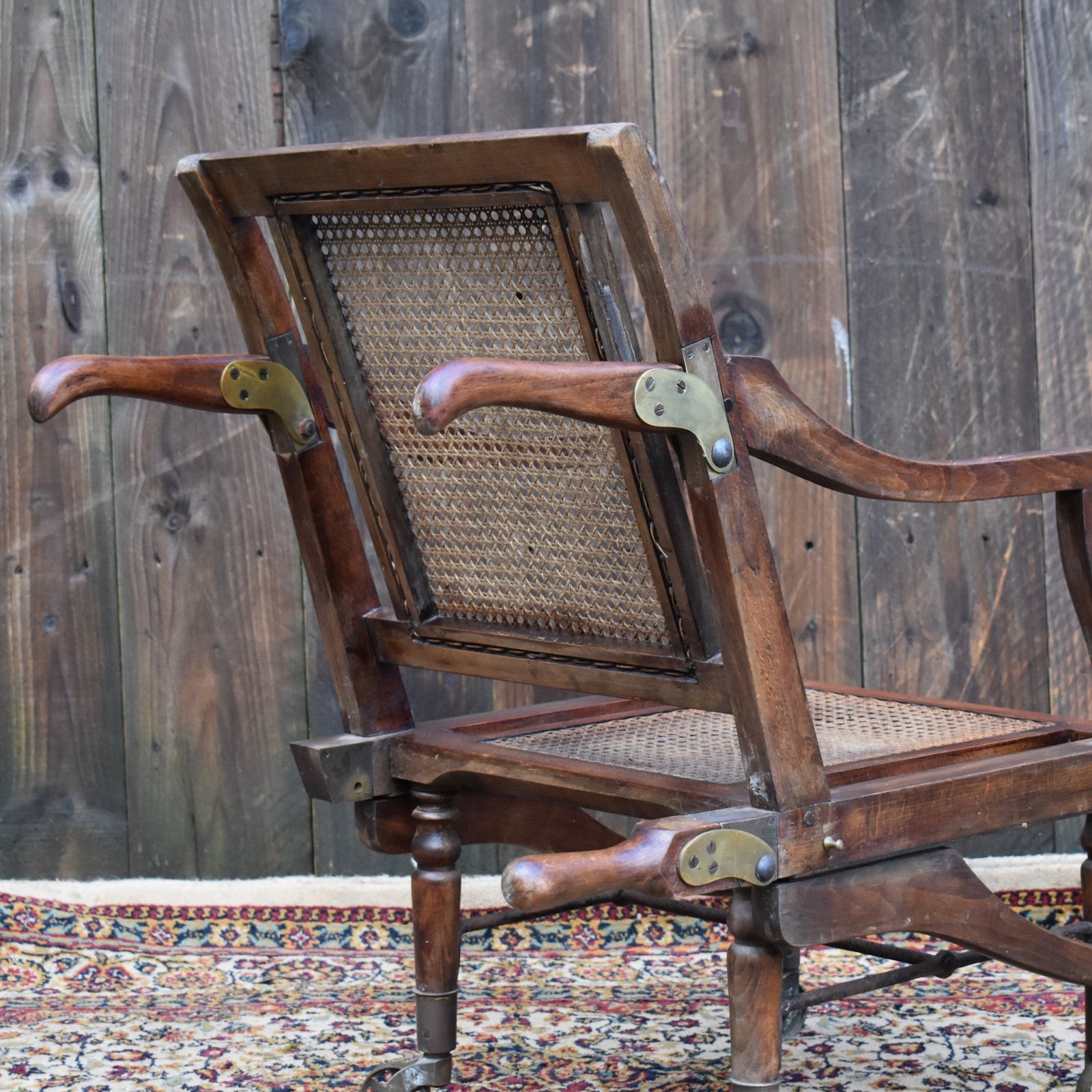 Furniture Antique Victorian Walnut Carters Style Invaild Carry Campaign Bergère Cane Chair photo