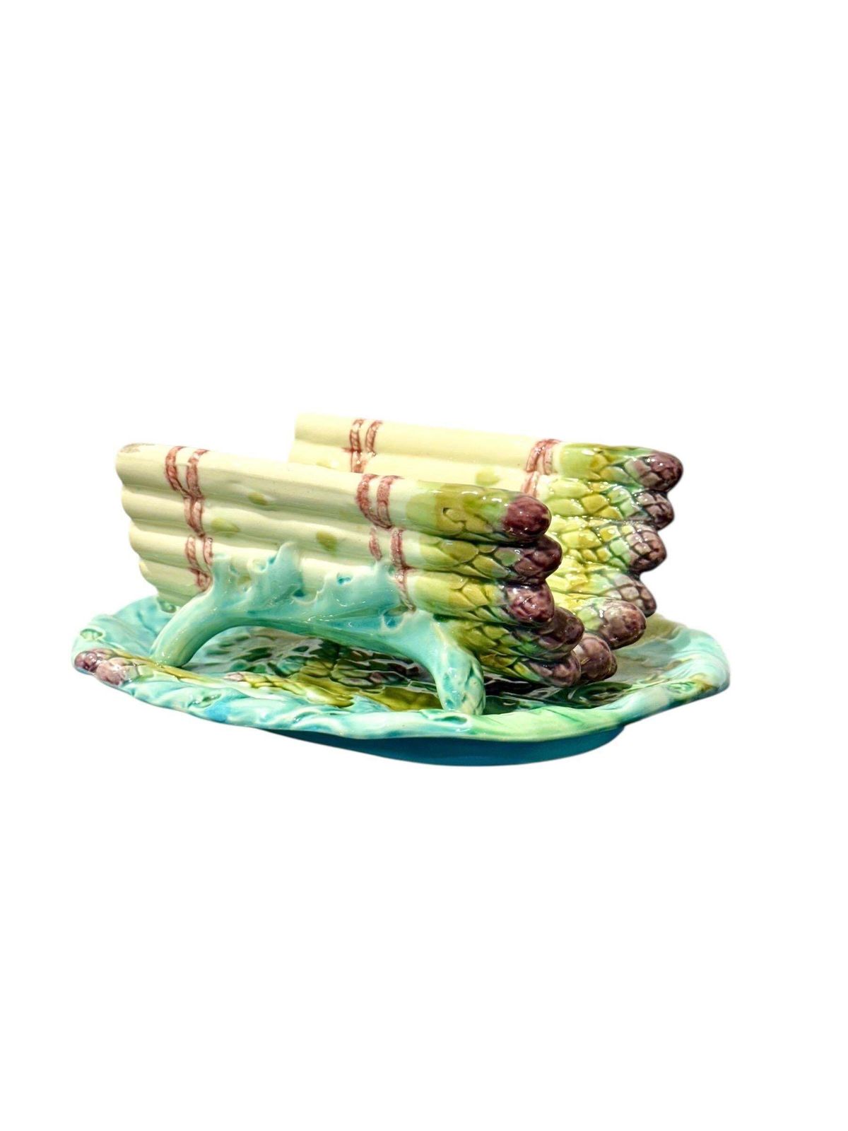 Longchamp Majolica Asparagus Server With Drip Plate, Late 19th Century photo vinterior