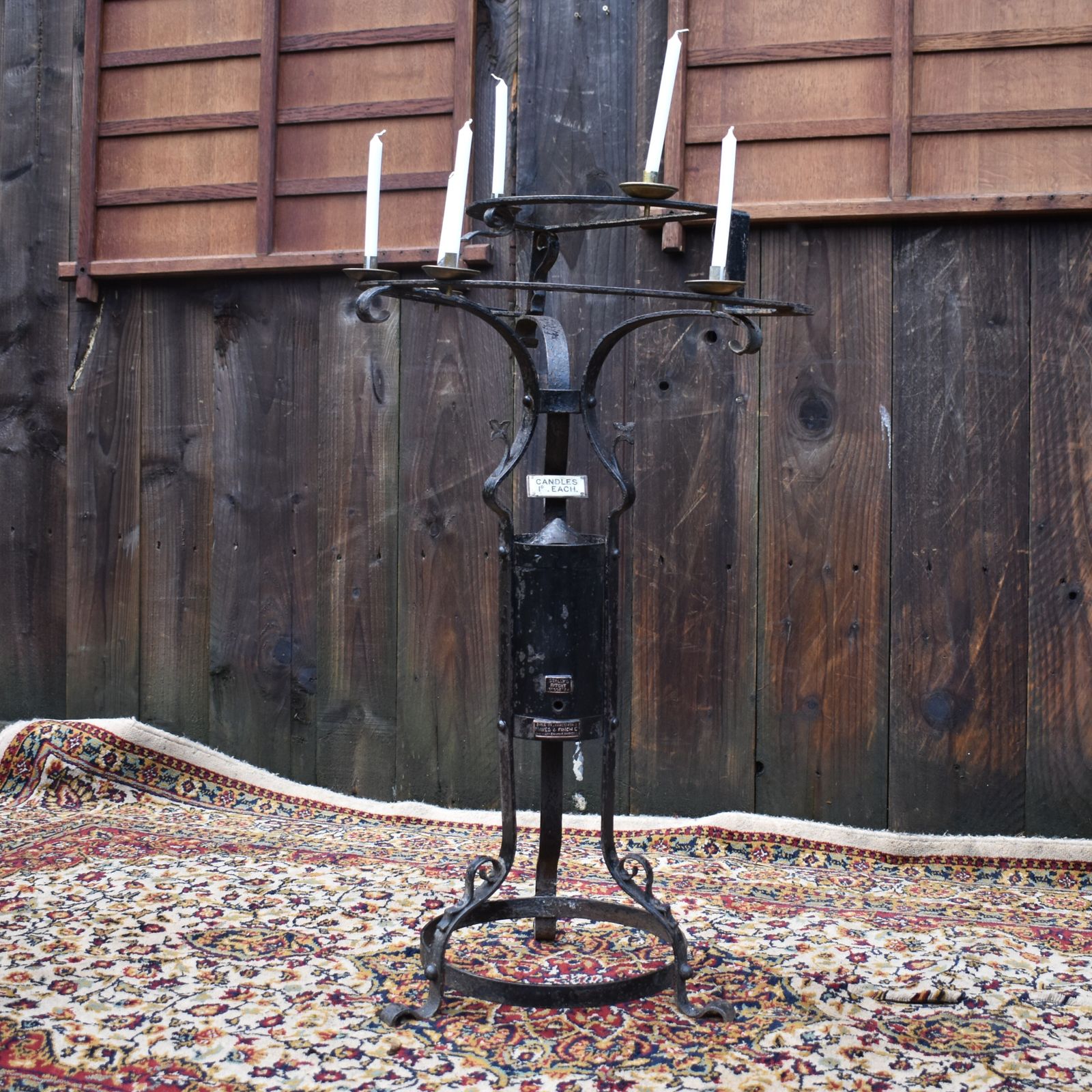 Antique Rare Hayes & Finch Wrought Iron Church Chapel Candlestick Votive Stand photo furniture