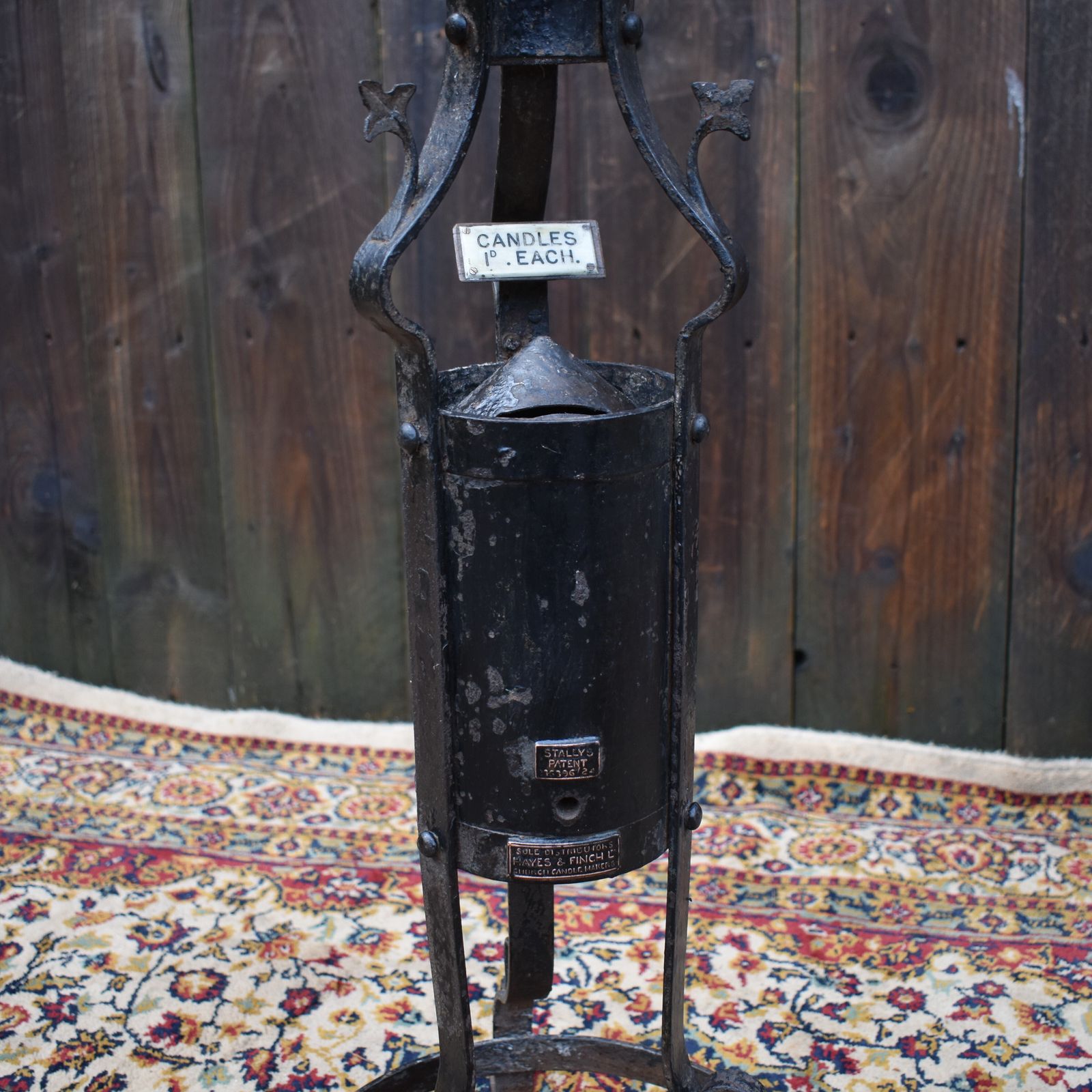 Antique Rare Hayes & Finch Wrought Iron Church Chapel Candlestick Votive Stand photo vintage