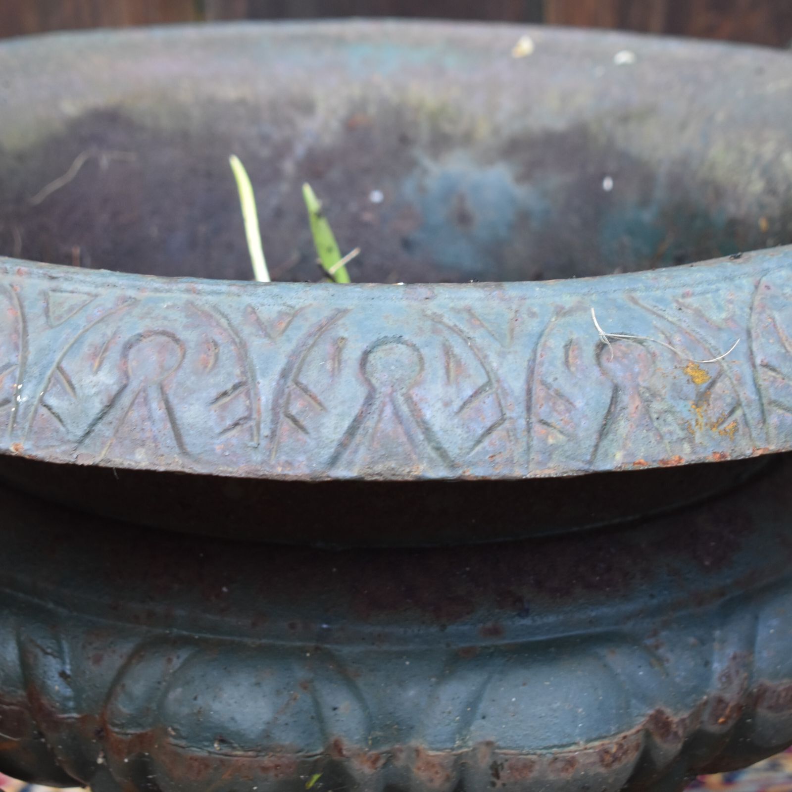 Antique Victorian English Country House Cast Iron Classical Garden Urns Pair photo buy