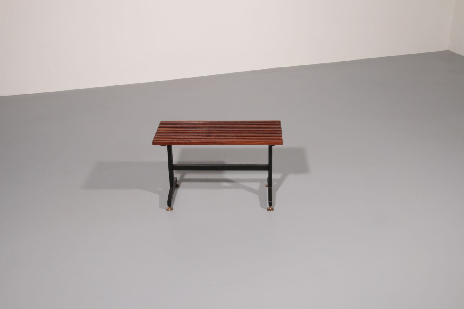 Mid Century Italian Bench 1960s With Black Metal Frame,And Solid Teak Slats photo furniture